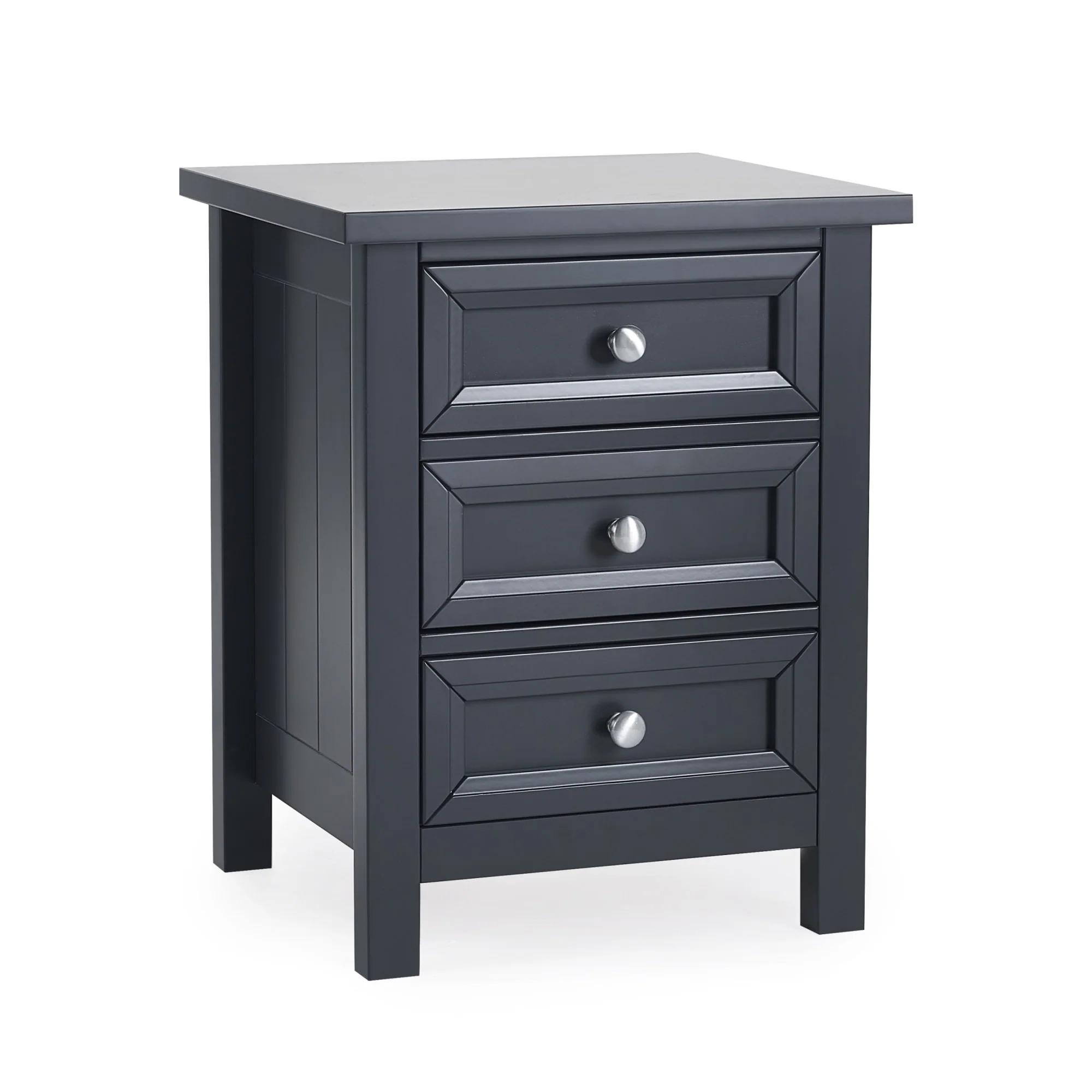 Maine Bedside Cabinet - 3 Drawer - Black