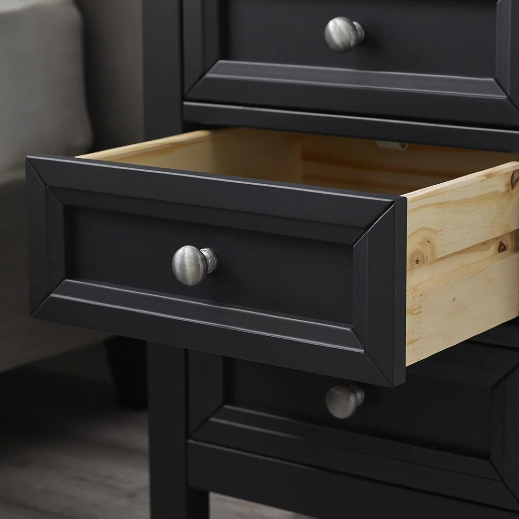 Maine Bedside Cabinet - 3 Drawer - Black