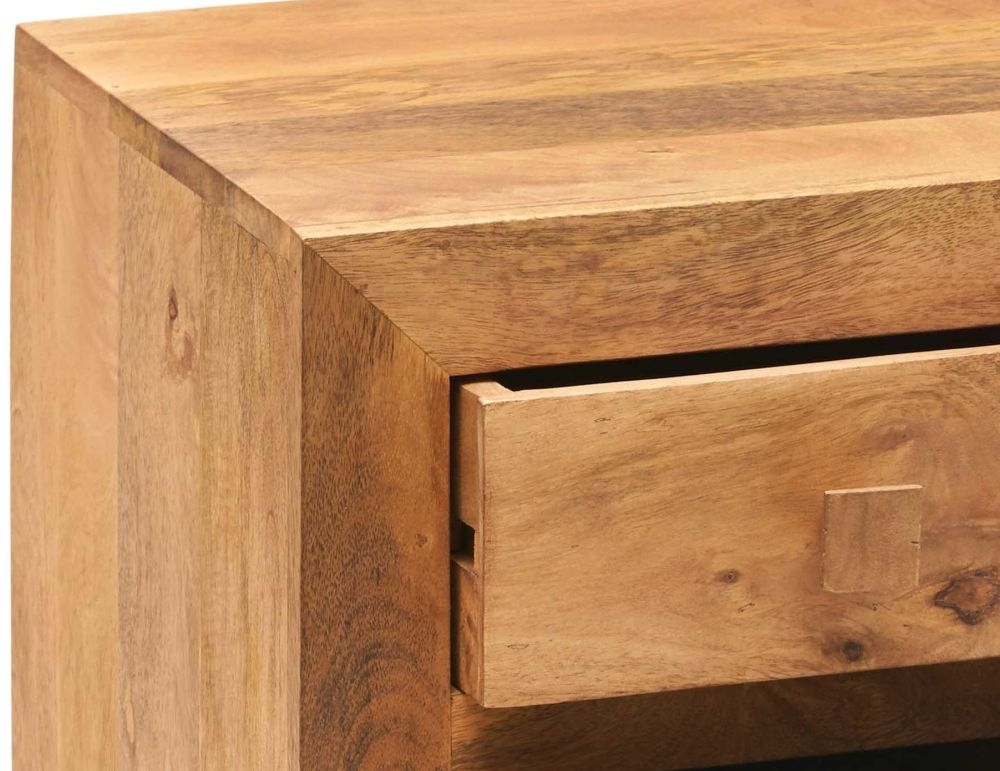 Ajmer Light Mango Wood 3 Drawer Bedside Cabinet