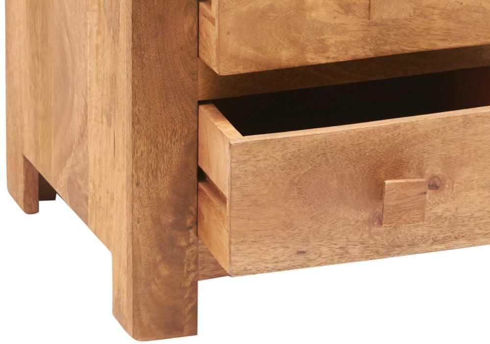 Ajmer Light Mango Wood 3 Drawer Bedside Cabinet