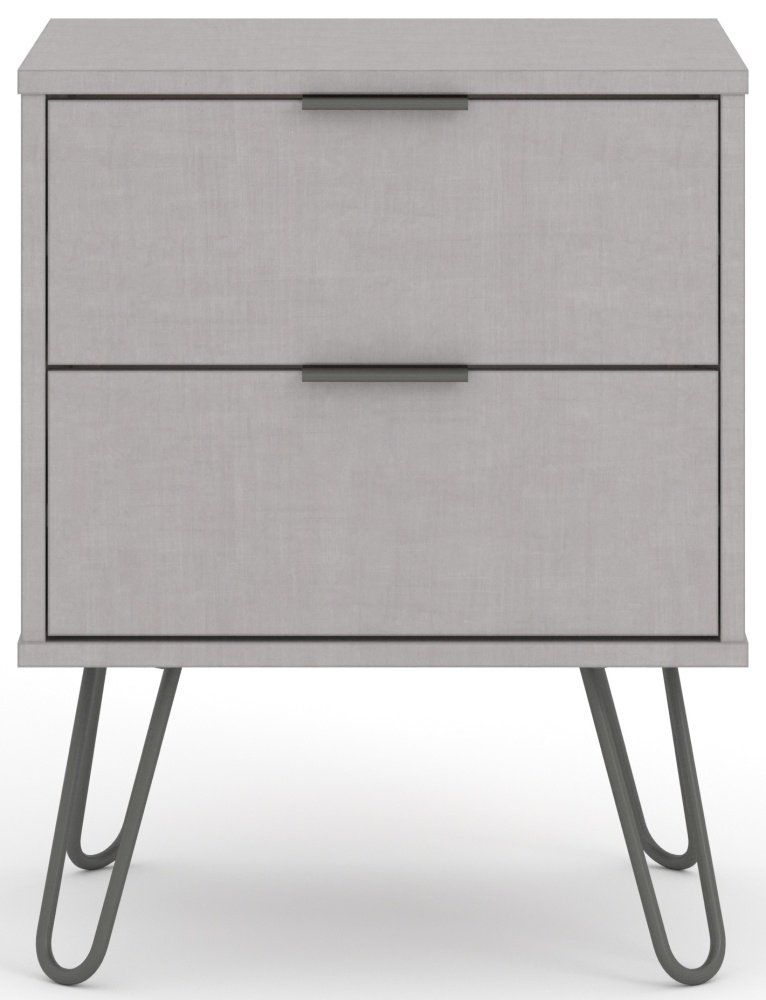 Augusta Bedside Cabinet - 2 Drawer - Grey - Hairpin Legs