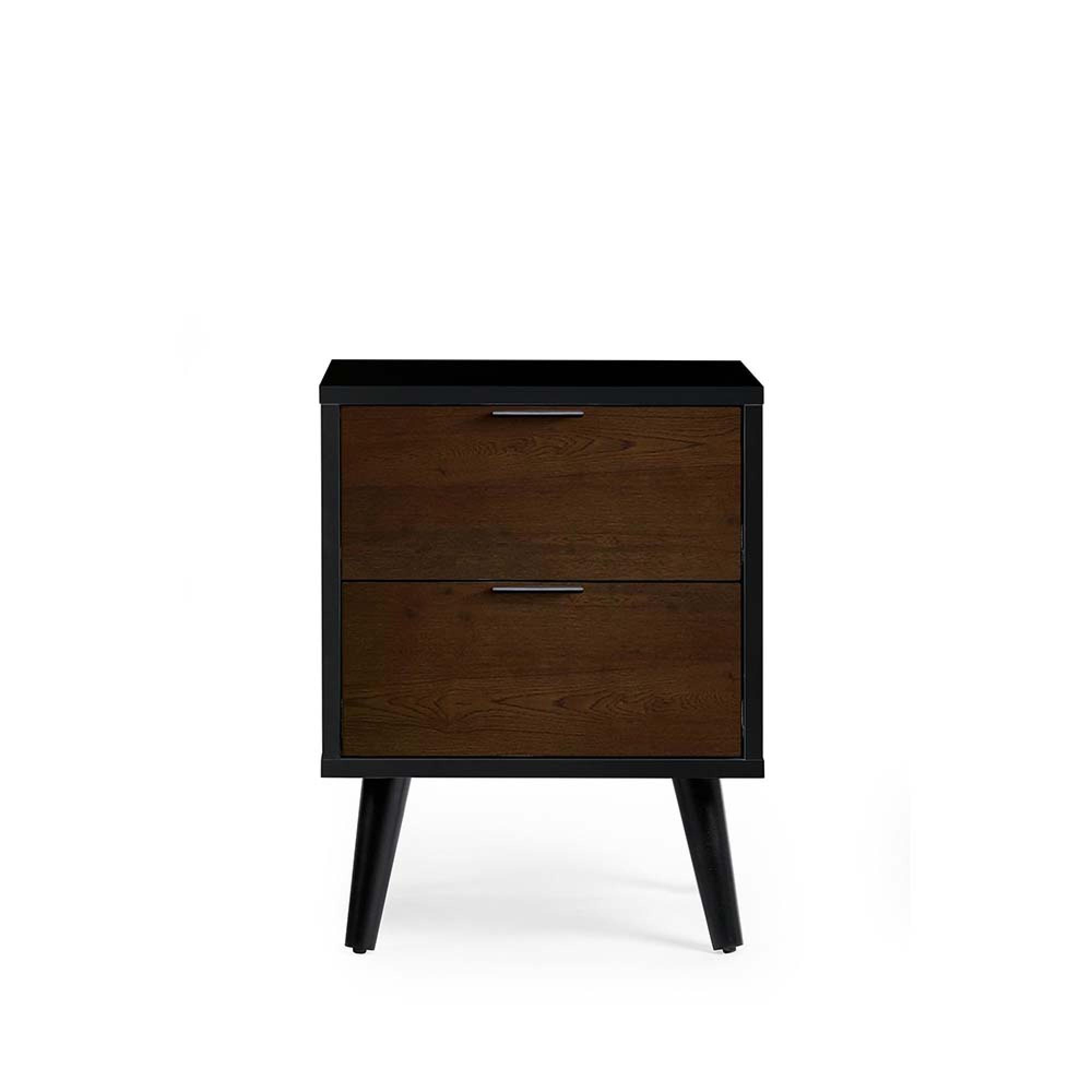 Alba Black and Walnut Bedside Cabinet - 2 Drawer