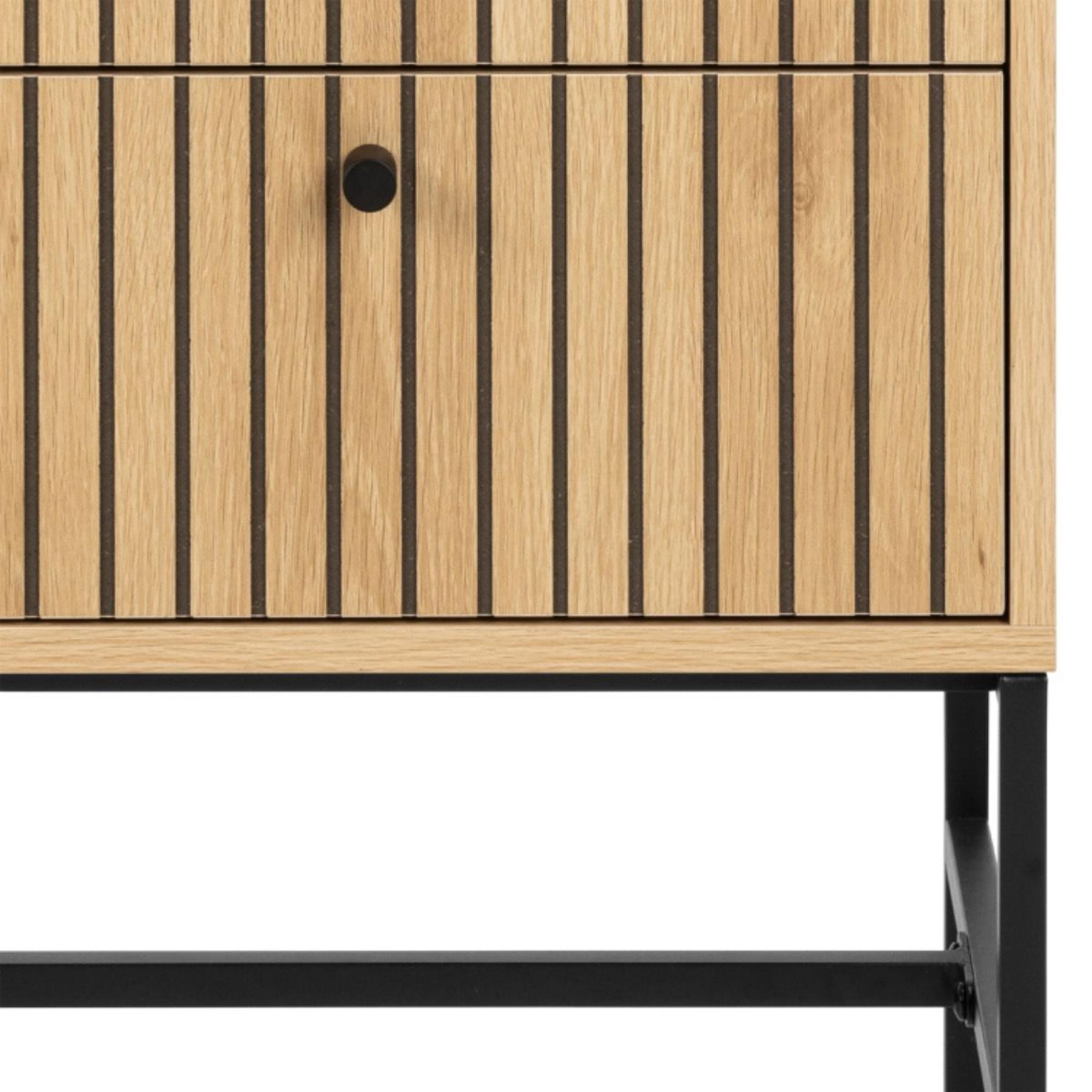 Albany Oak Ribbed 2 Drawer Bedside Table