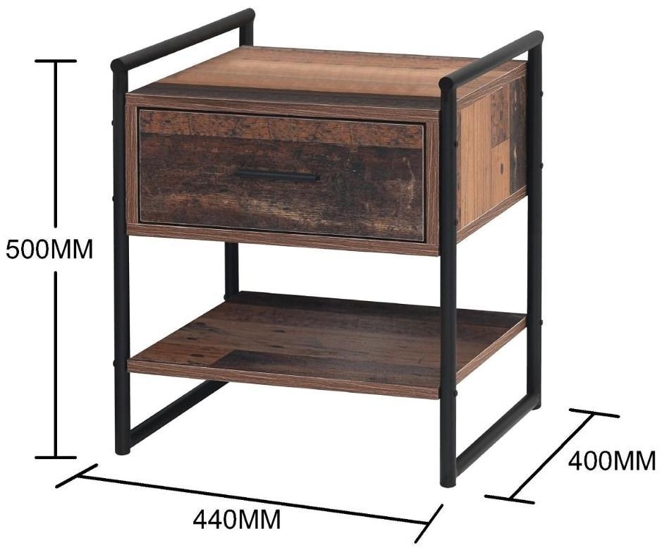 Alpena Rustic Oak 1 Drawer Bedside Cabinet
