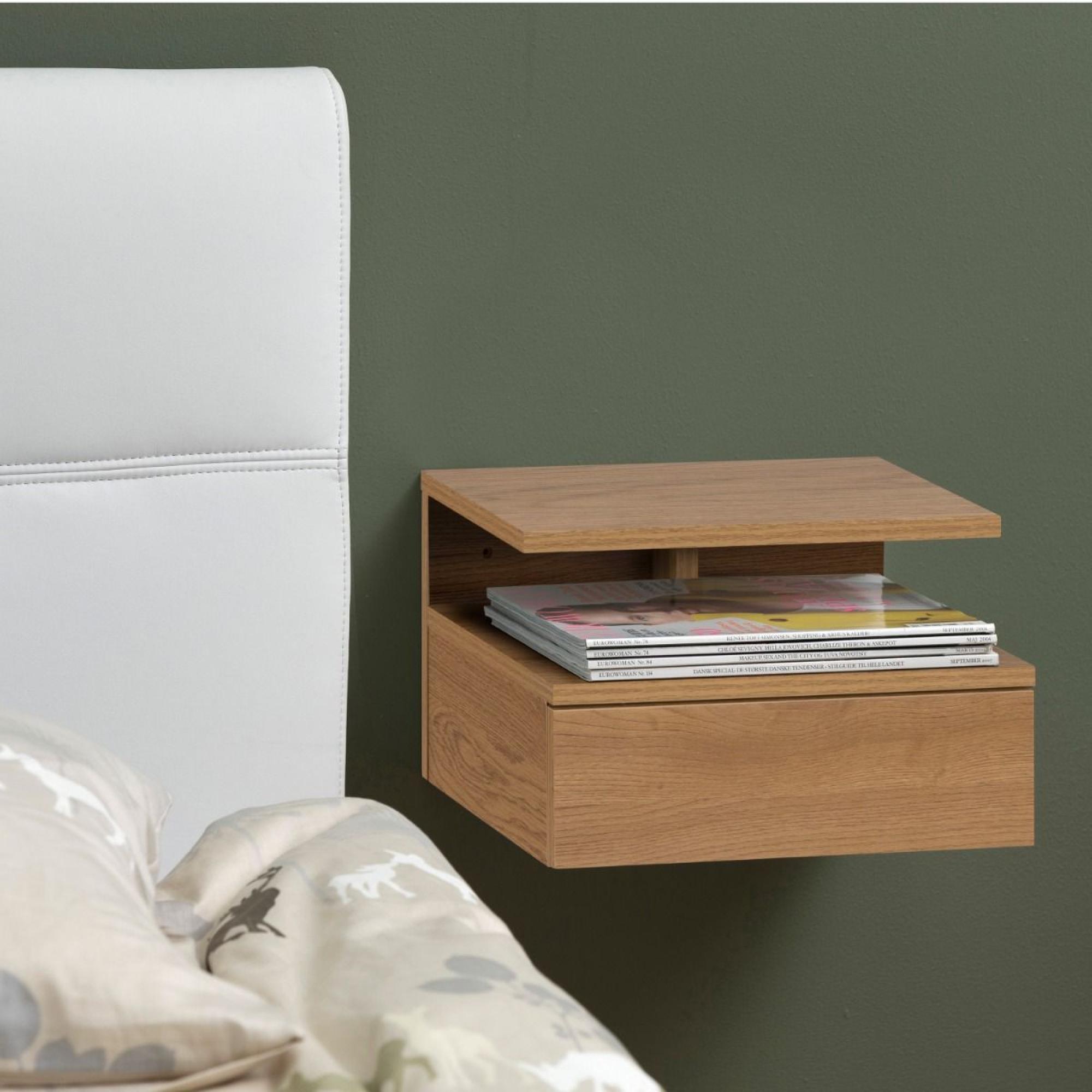 Ashlan Oak  1 Drawer Floating Bedside Table