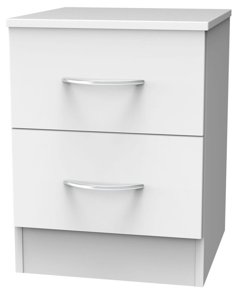 Avon Bedside Cabinet - 2 Drawer - White