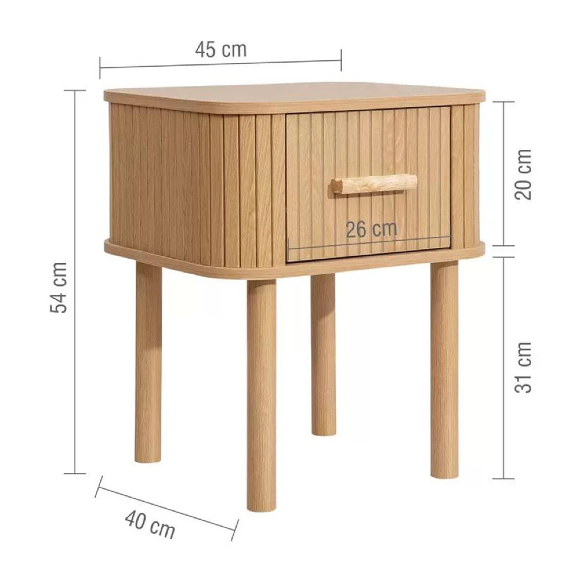 Axel Curved Bedside Table - 1 Drawer - Oak Fluted