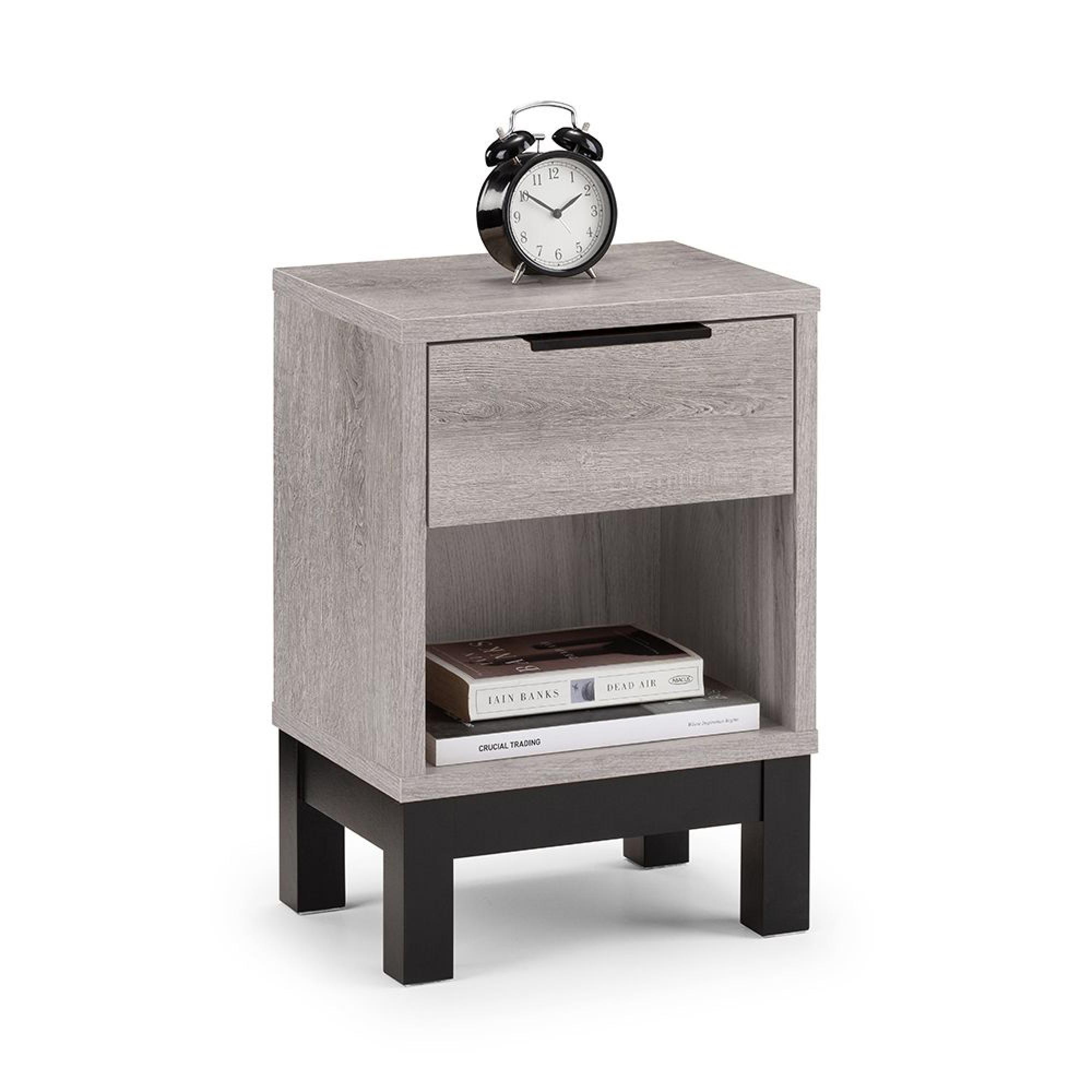 Bali Grey Oak Bedside Cabinet - 1 Drawer