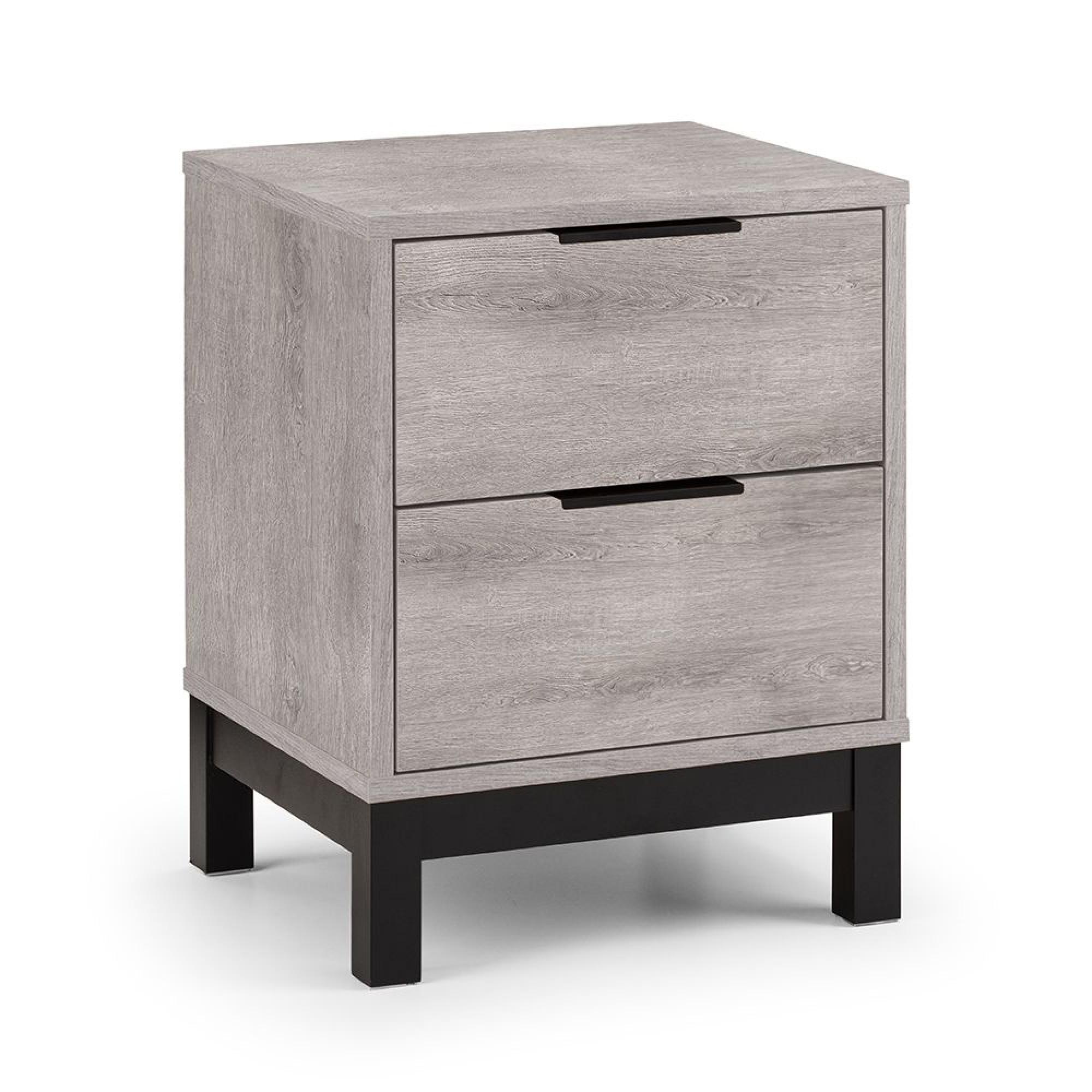 Bali Grey Oak Bedside Cabinet - 2 Drawer