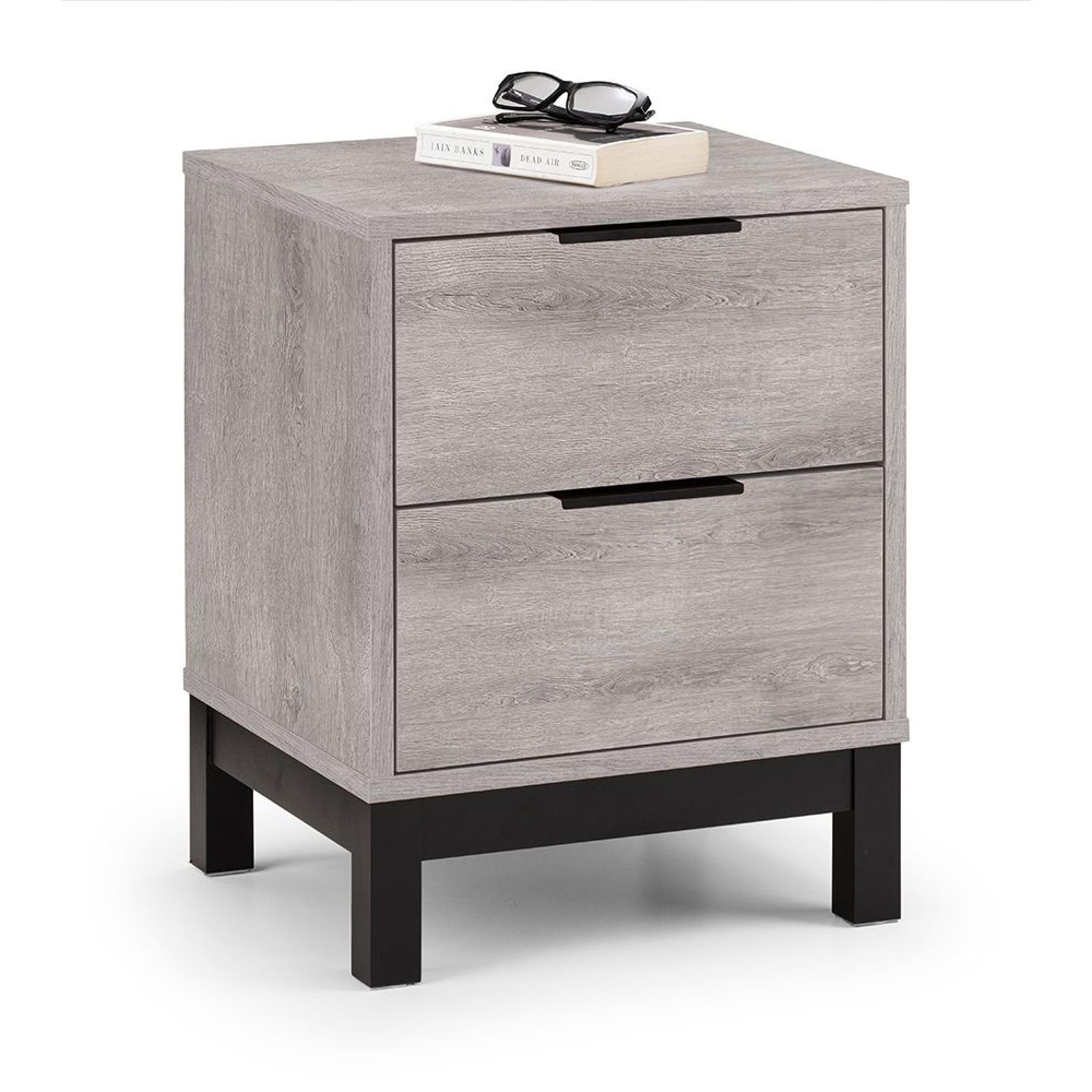 Bali Grey Oak Bedside Cabinet - 2 Drawer