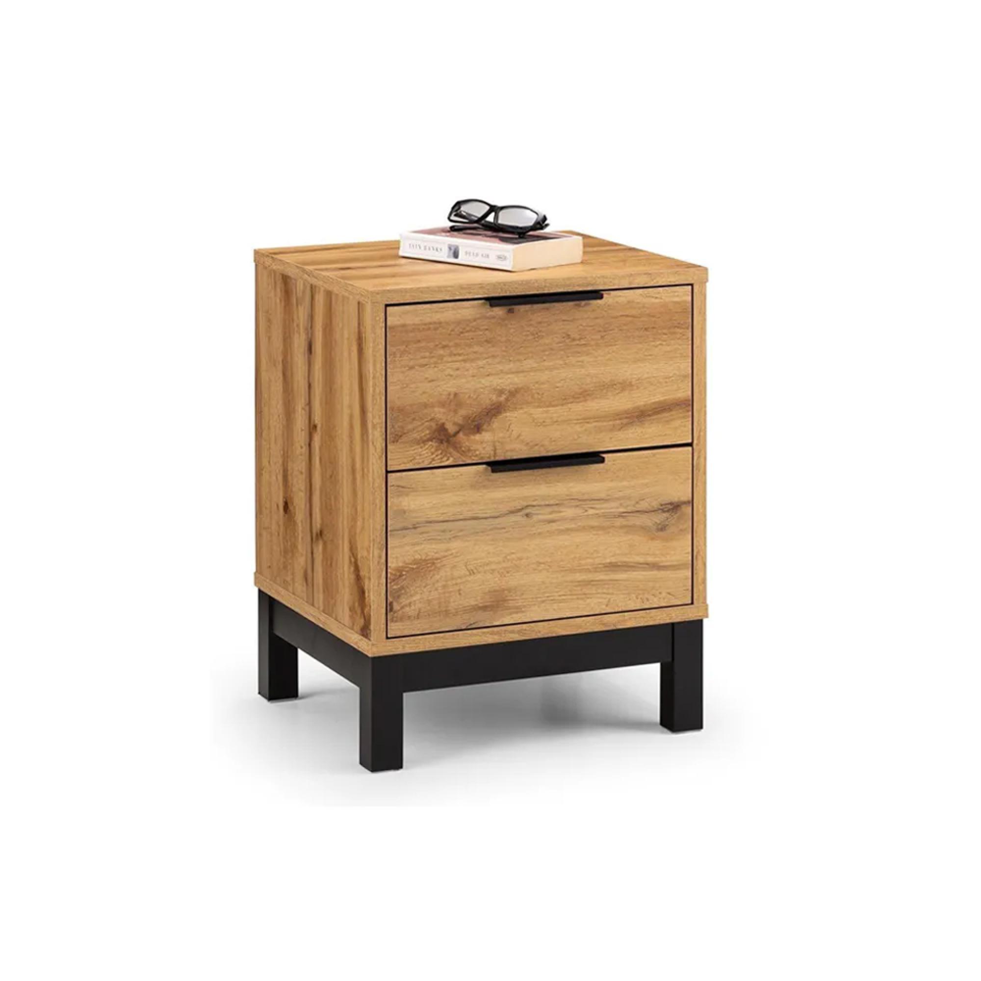Bali Oak Bedside Cabinet - 2 Drawer