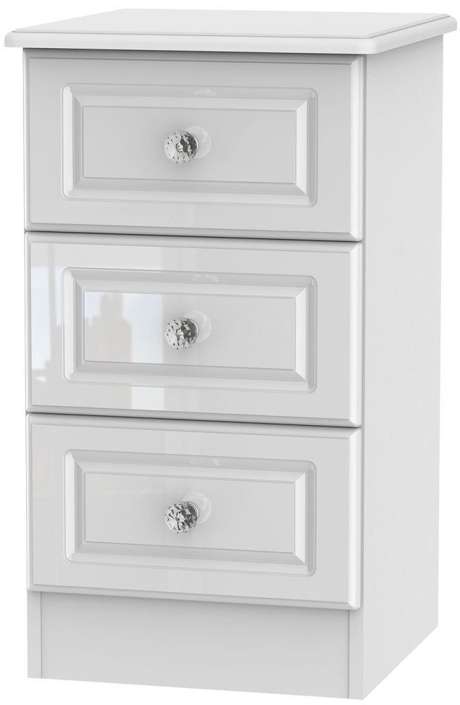 Balmoral White Gloss 3 Drawer Bedside Cabinet