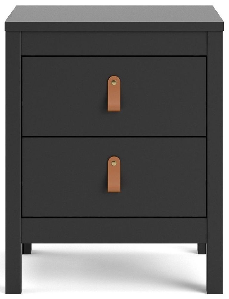 Barcelona Black 2 Drawer Bedside Cabinet