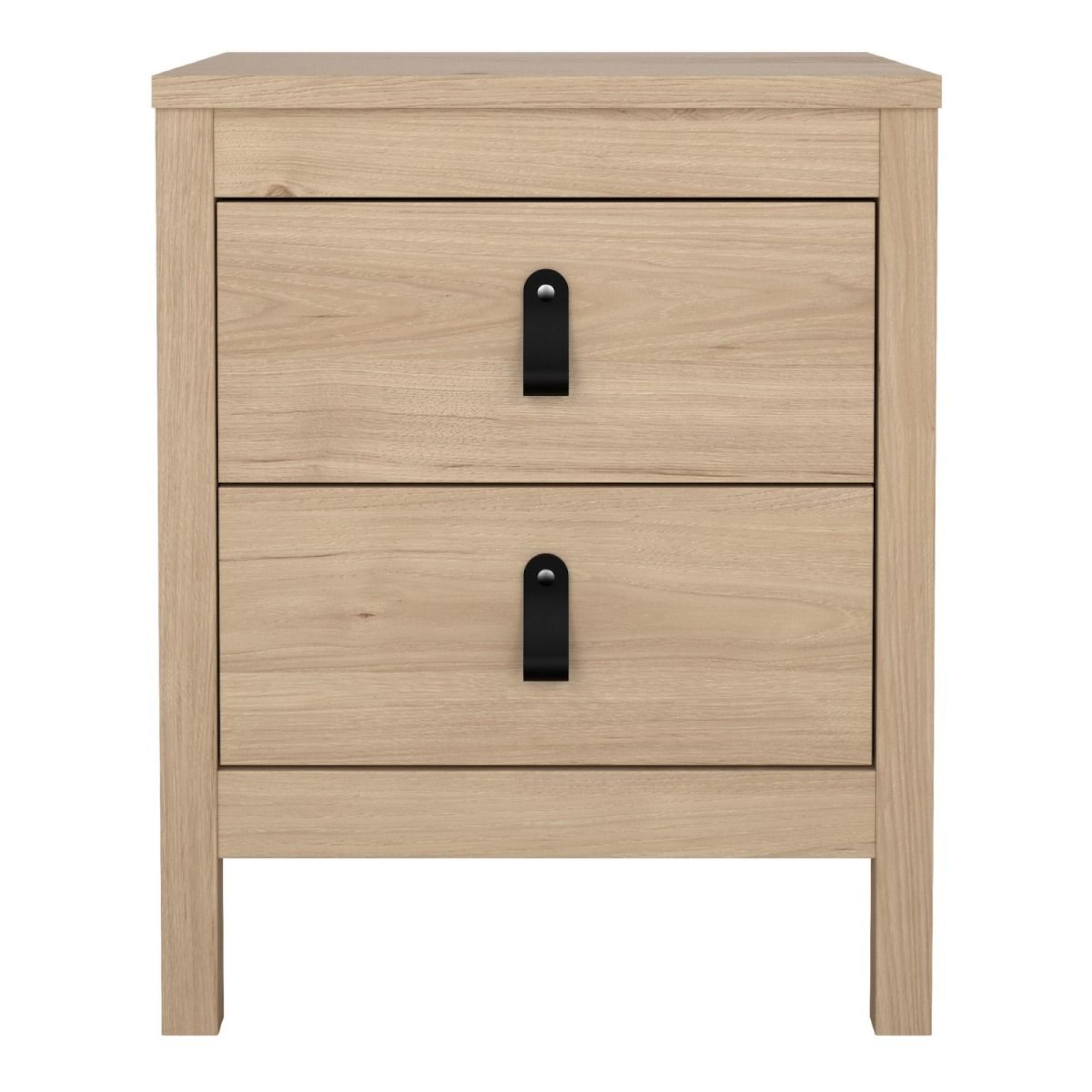 Barcelona Jackson Hickory Oak 2 Drawer Bedside Table