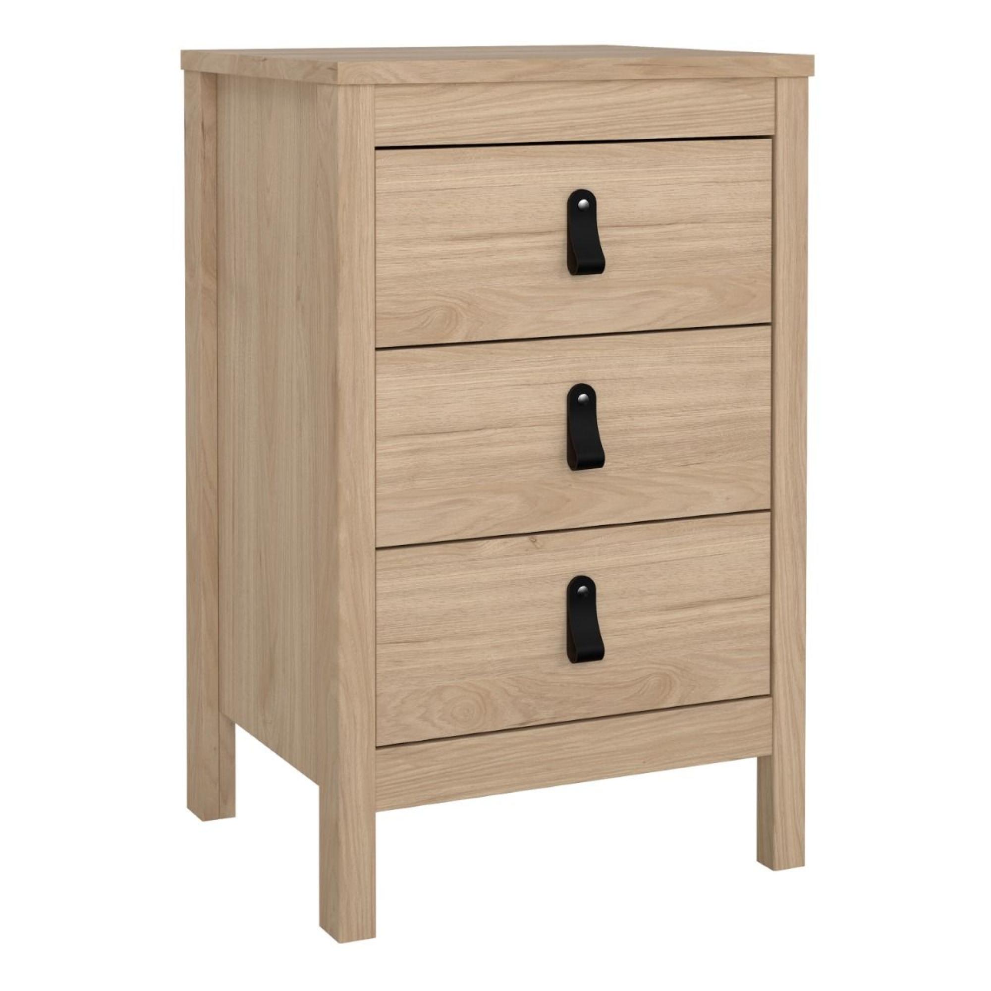 Barcelona Jackson Hickory Oak 3 Drawer Bedside Table