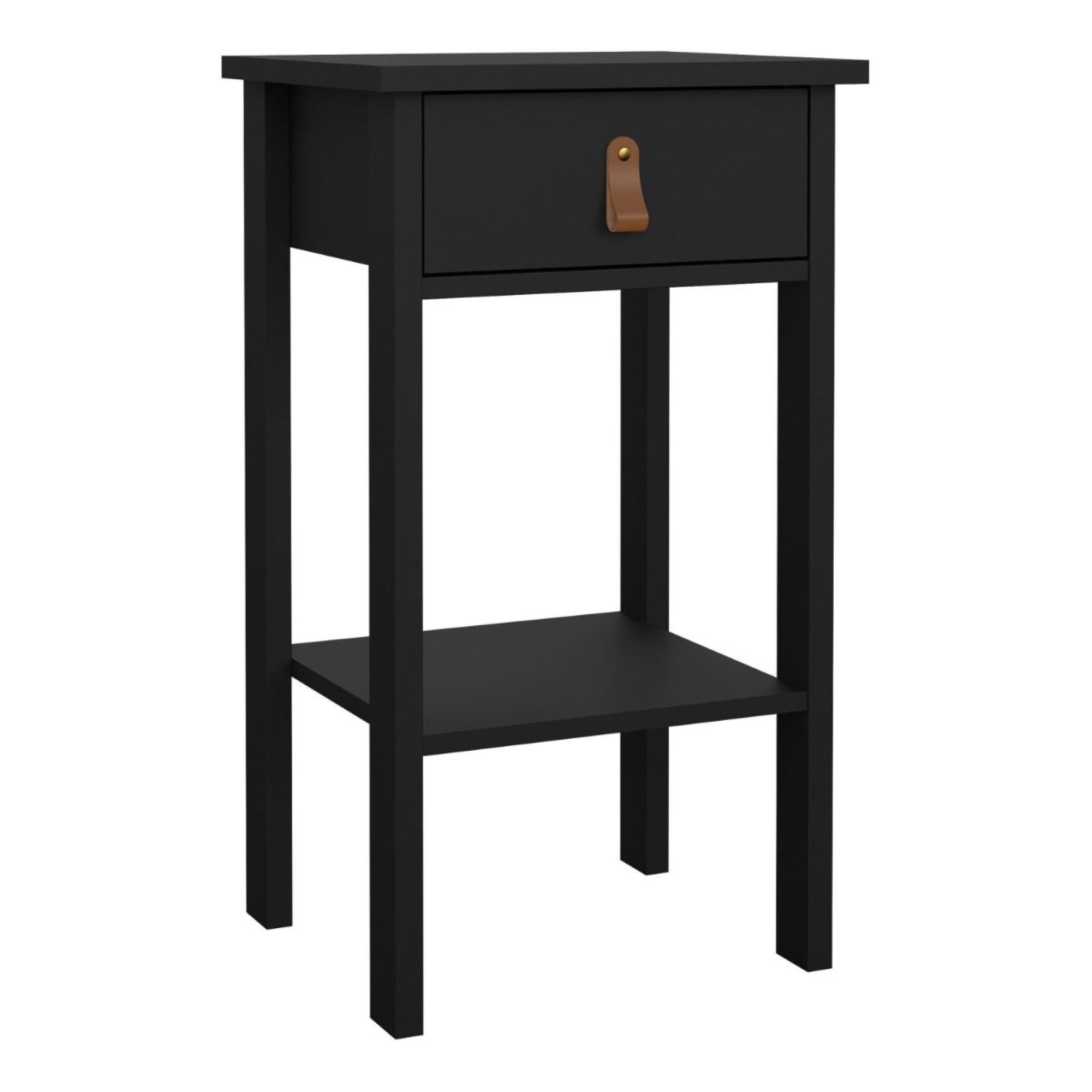 Barcelona Matt Black 1 Drawer Bedside Table