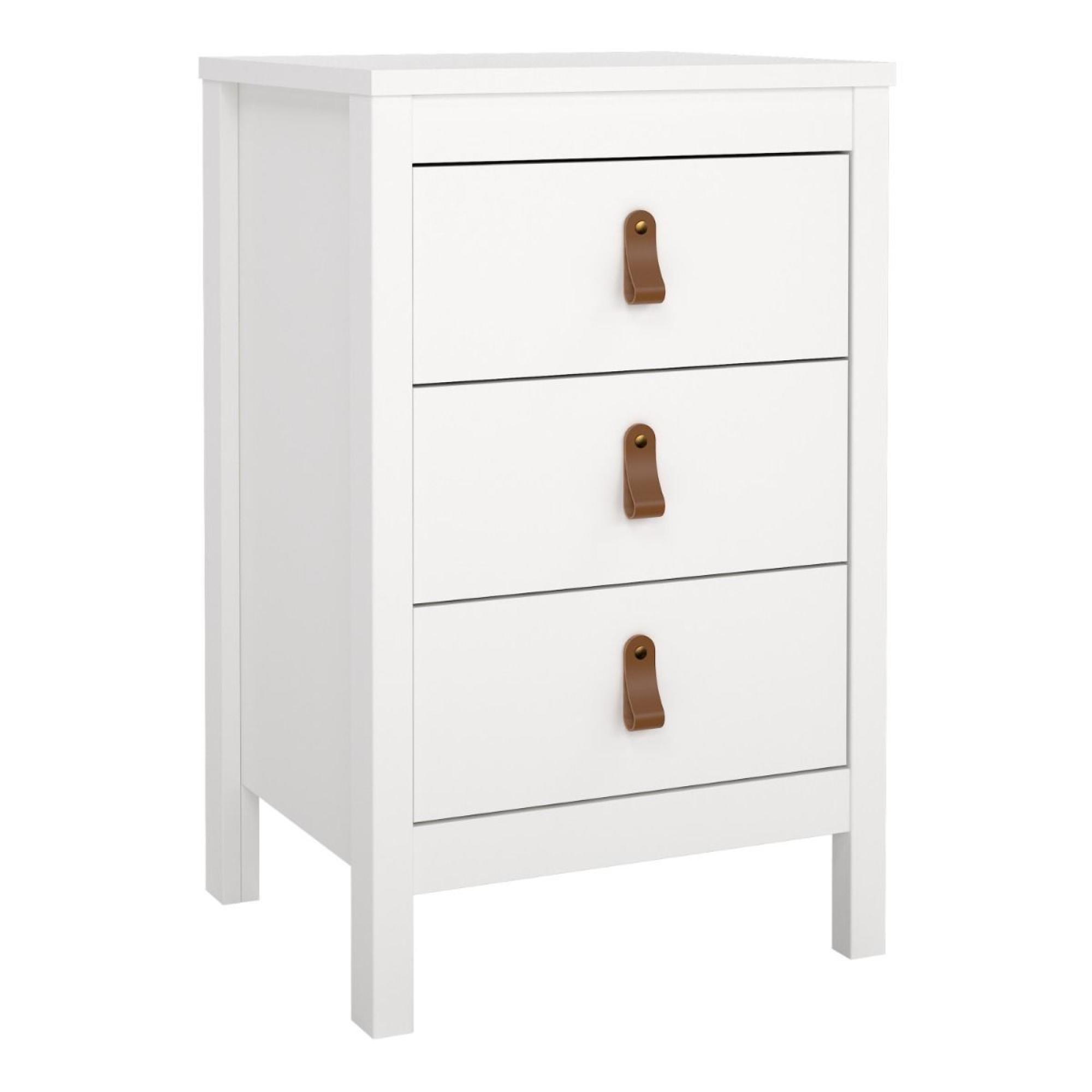 Barcelona White 3 Drawer Bedside Table
