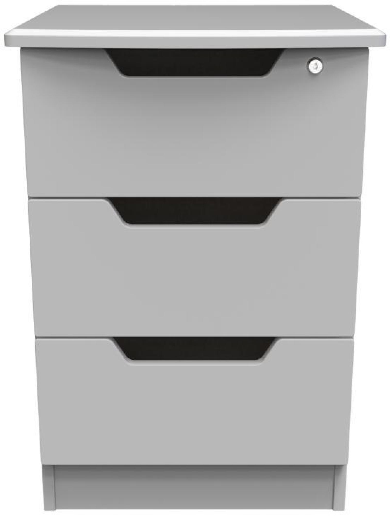Bella Grey 3 Drawer Bedside Cabinet with Lock
