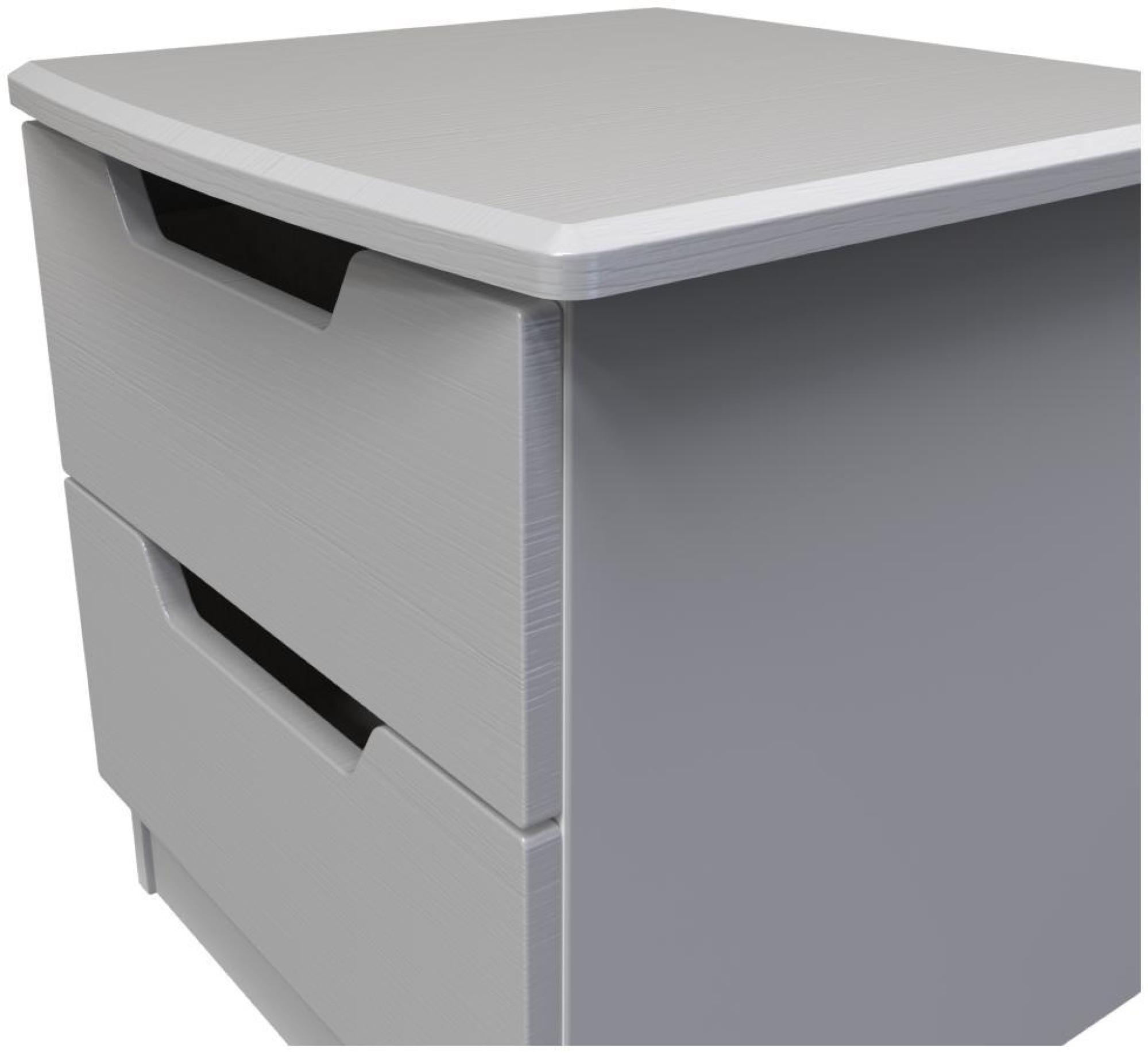 Bella Bedside Cabinet - 2 Drawer - Grey Ash