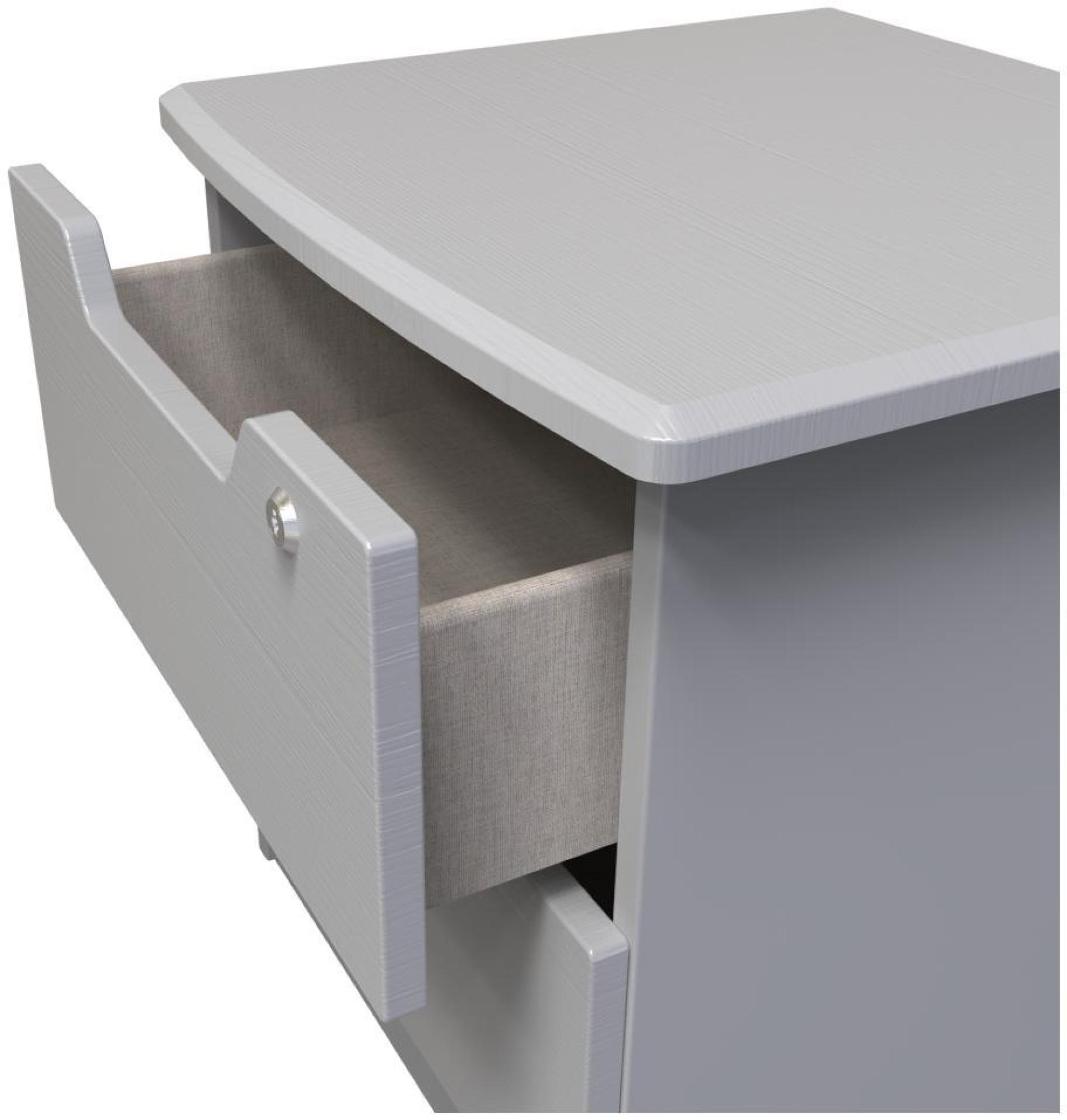 Bella Bedside Cabinet - 2 Drawer with Lock - Grey Ash