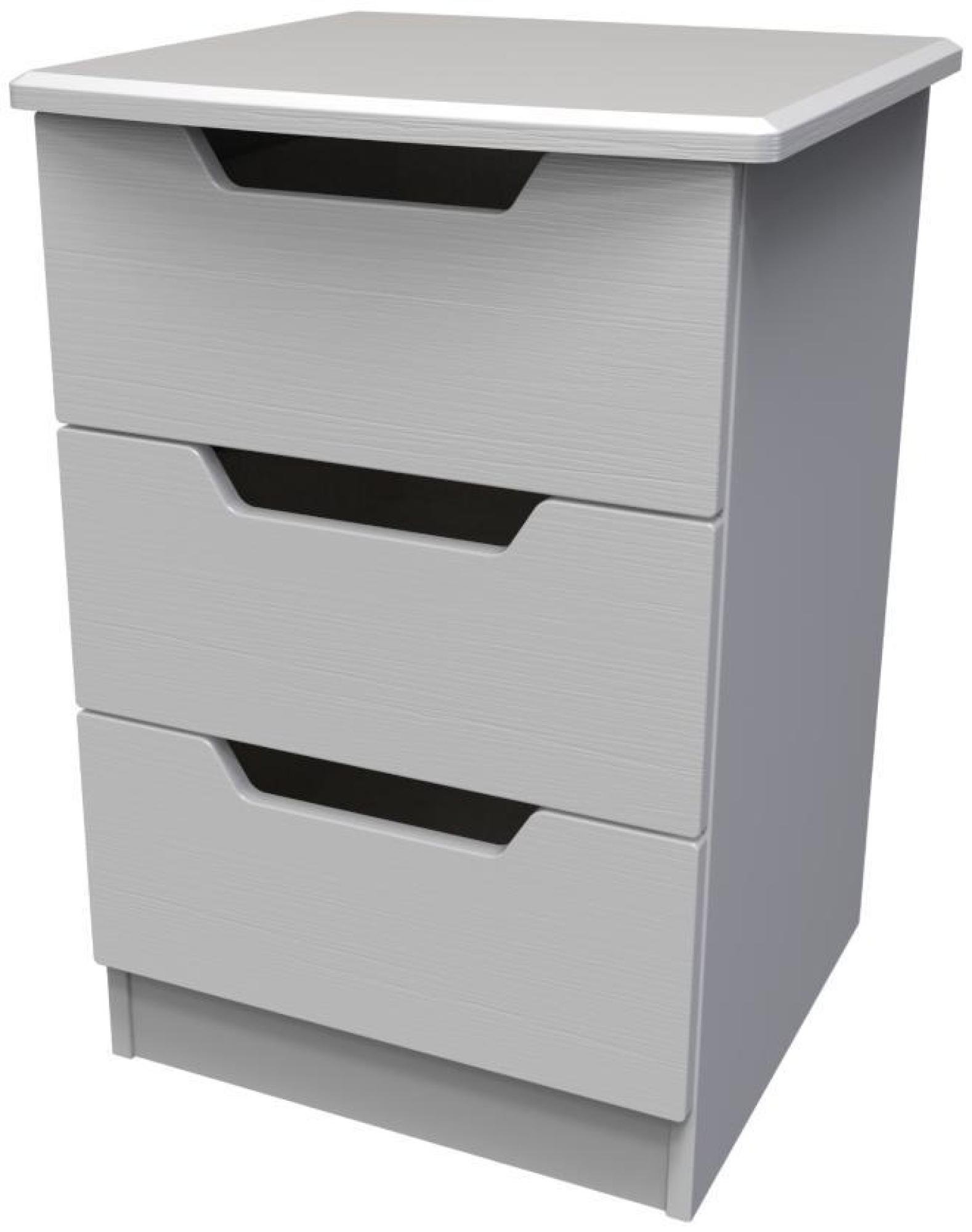 Bella Bedside Cabinet - 3 Drawer - Grey Ash