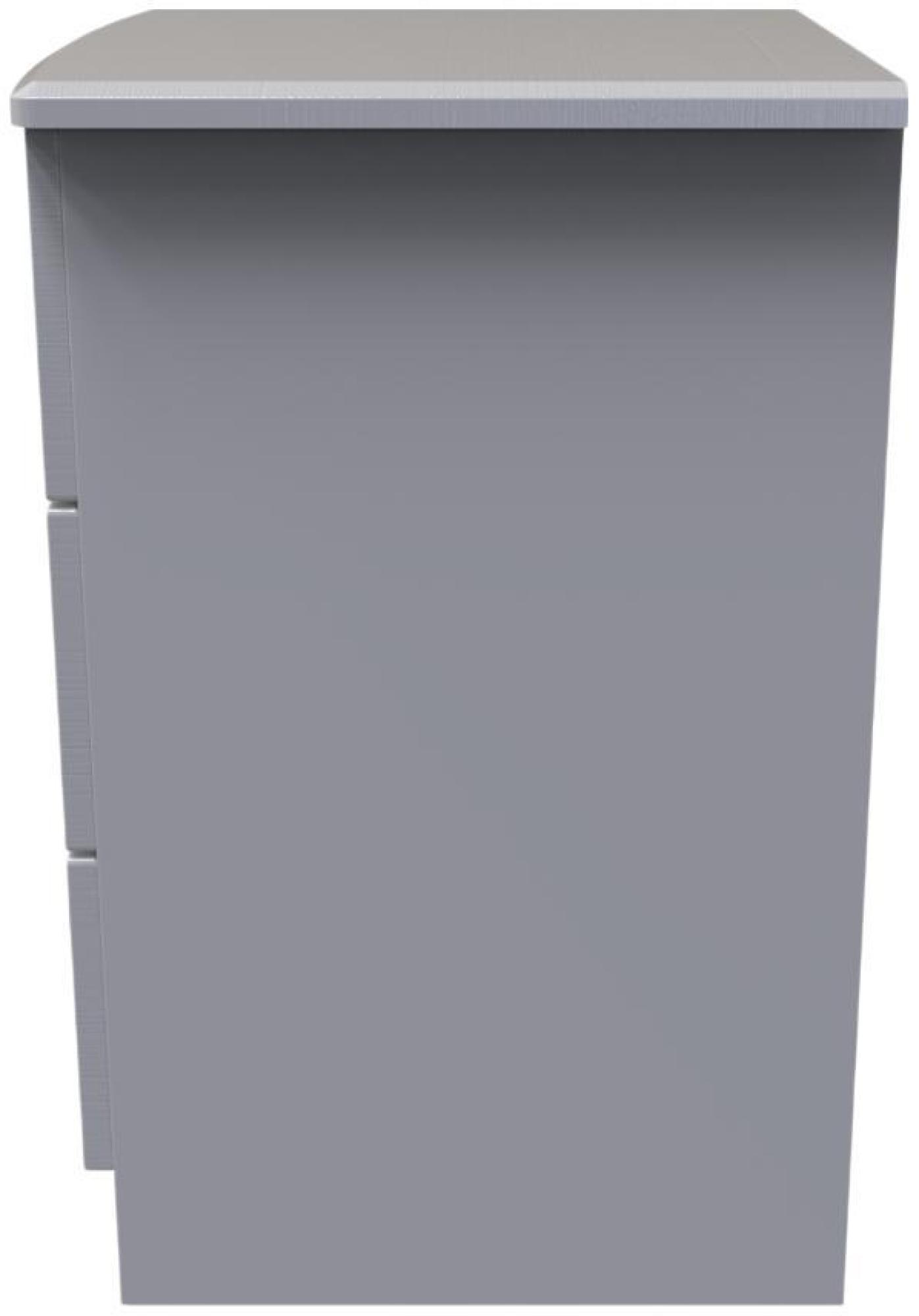 Bella Bedside Cabinet - 3 Drawer with Lock - Grey Ash