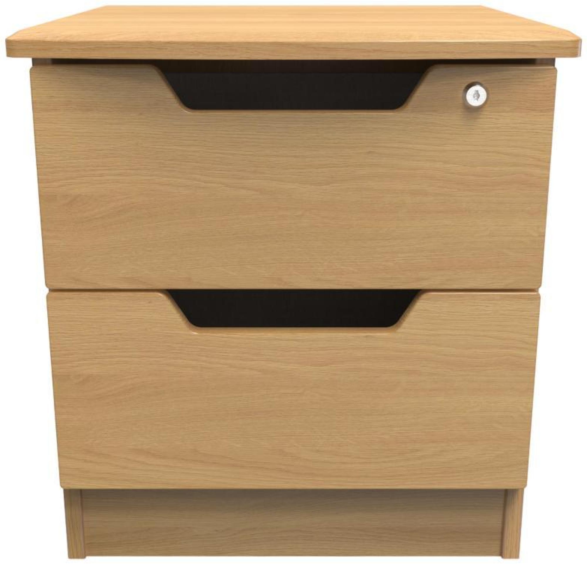 Bella Oak Effect 2 Drawer Bedside Cabinet with Lock