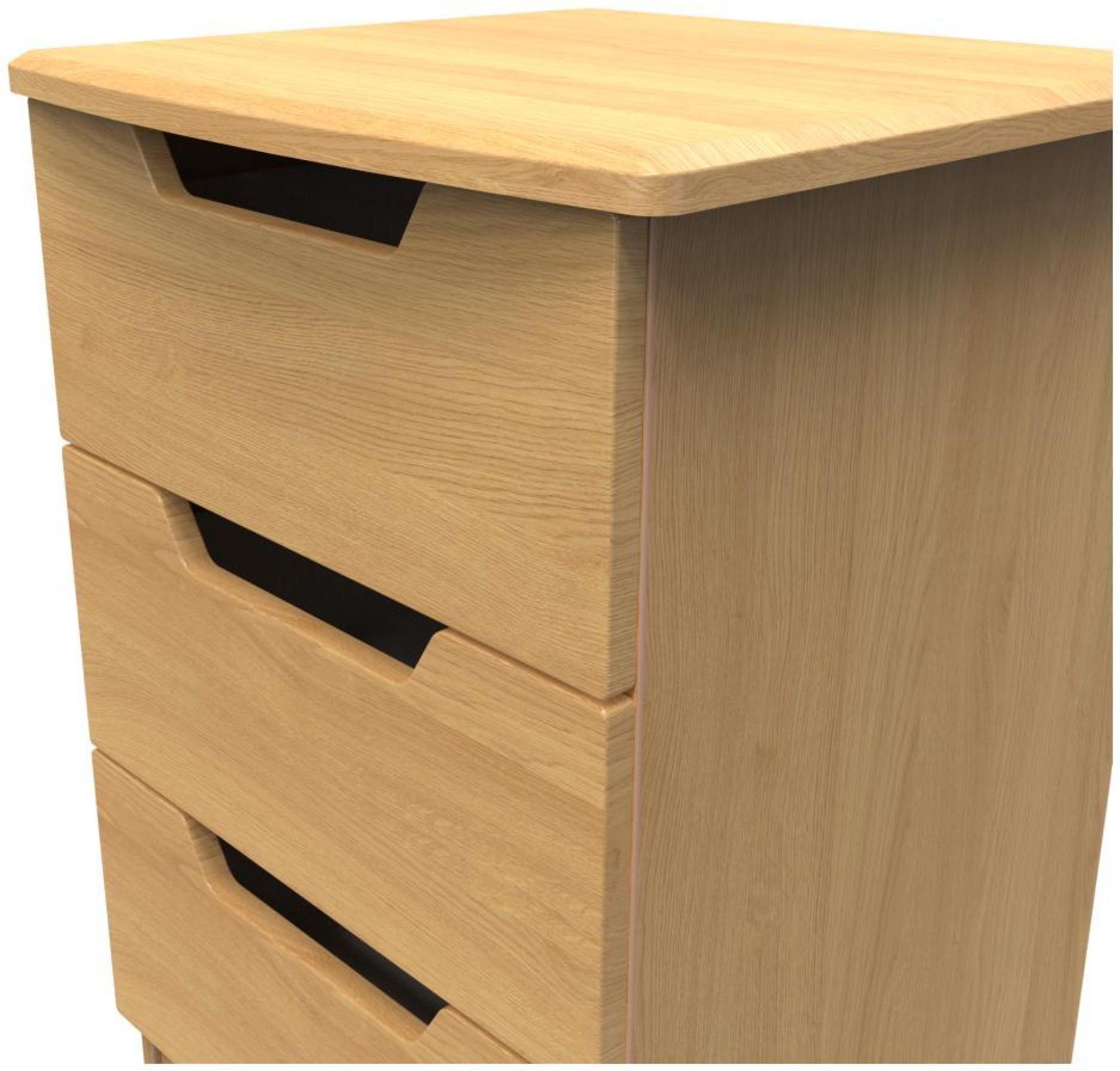 Bella Bedside Cabinet - 3 Drawer - Oak