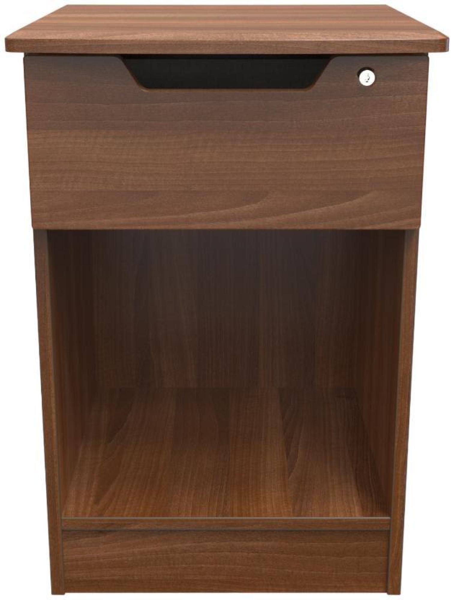 Bella Walnut Effect 1 Drawer Bedside Table with Lock