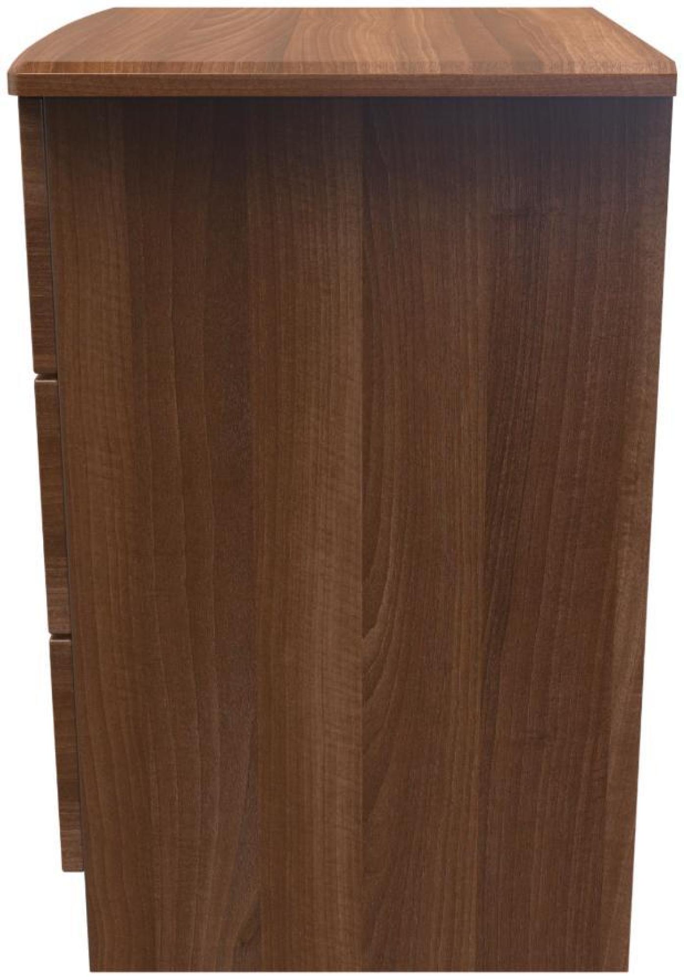 Bella Bedside Cabinet - 3 Drawer with Lock - Walnut