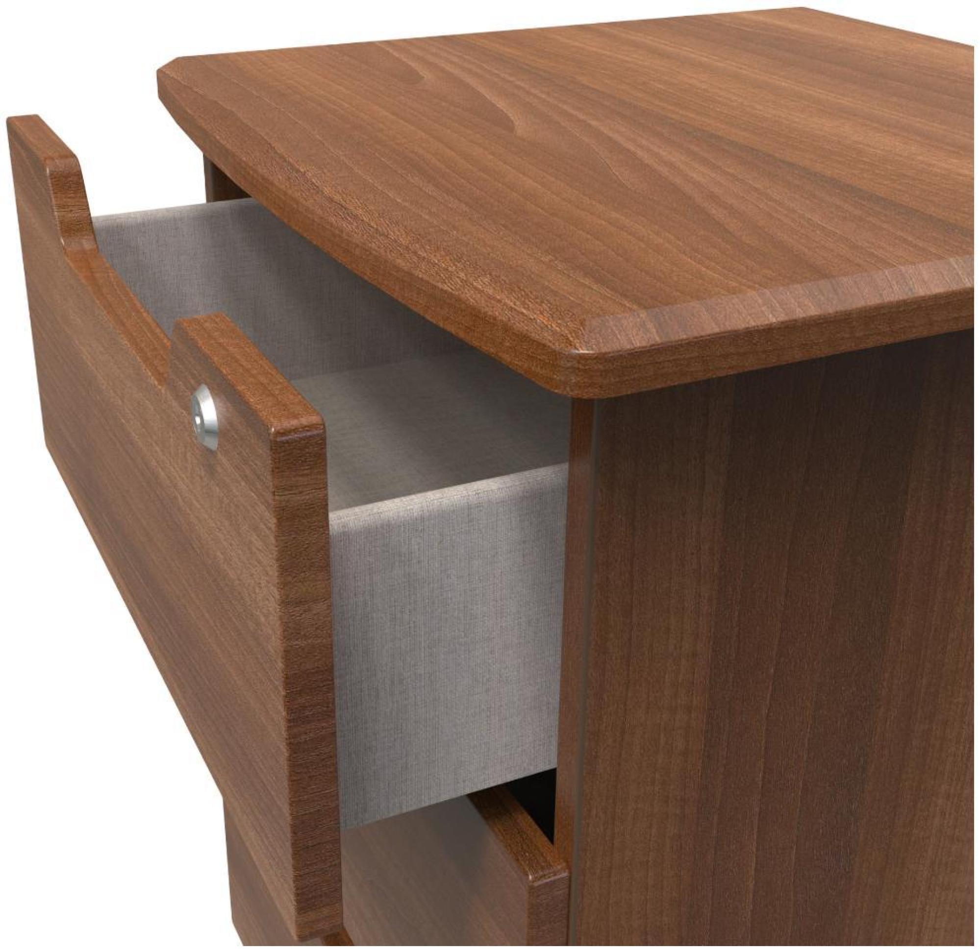 Bella Bedside Cabinet - 3 Drawer with Lock - Walnut