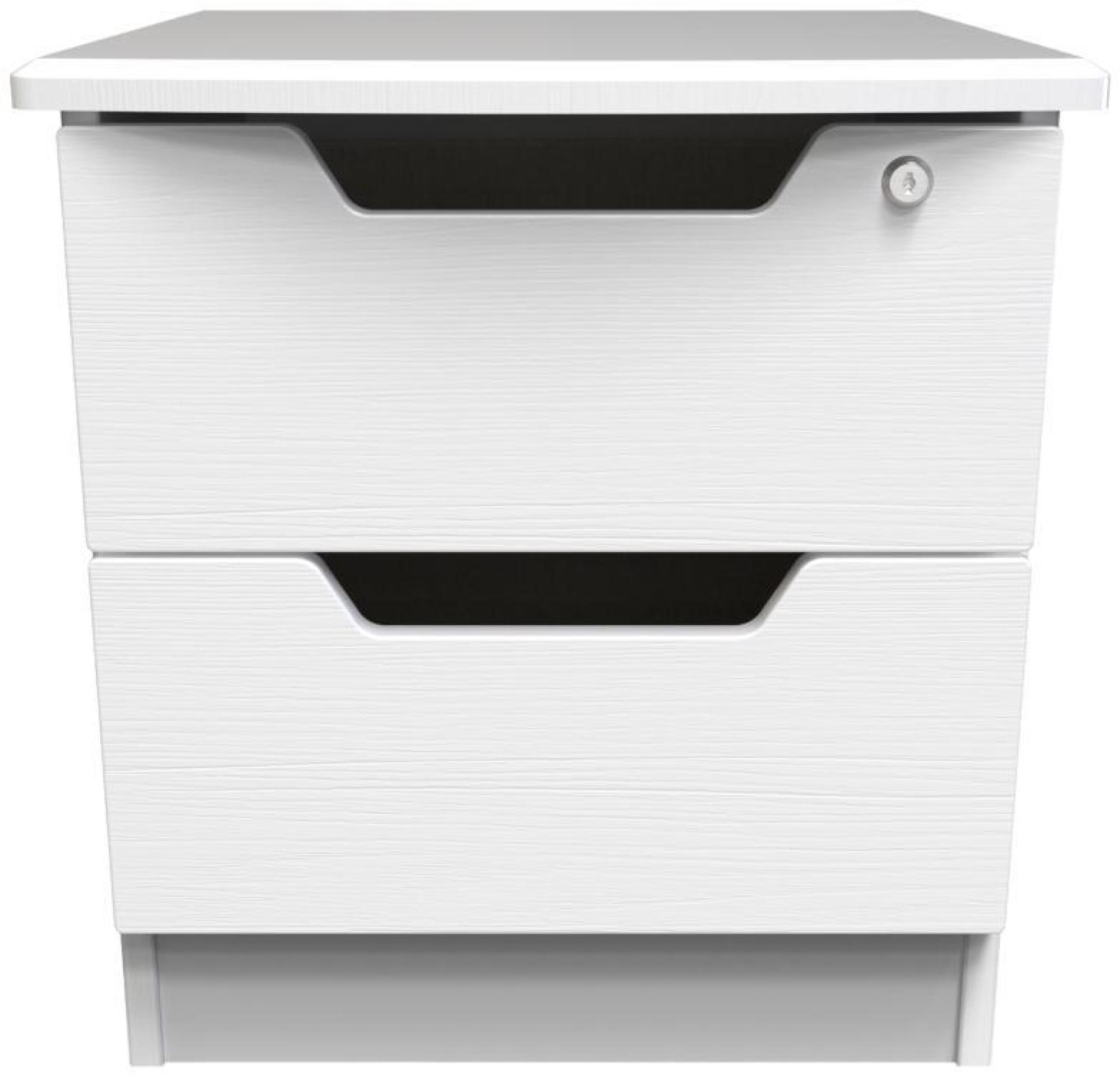 Bella Bedside Cabinet - 2 Drawer with Lock - White