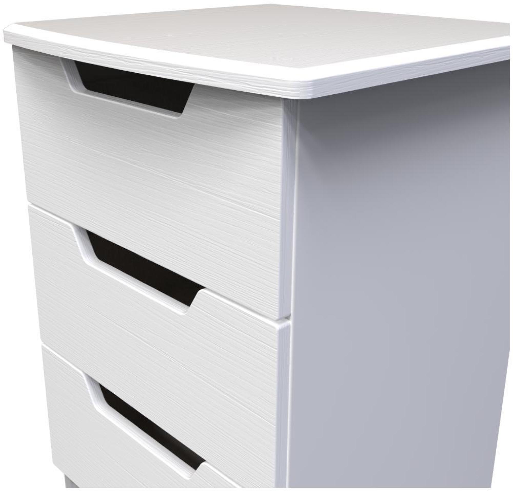 Bella Bedside Cabinet - 3 Drawer - White