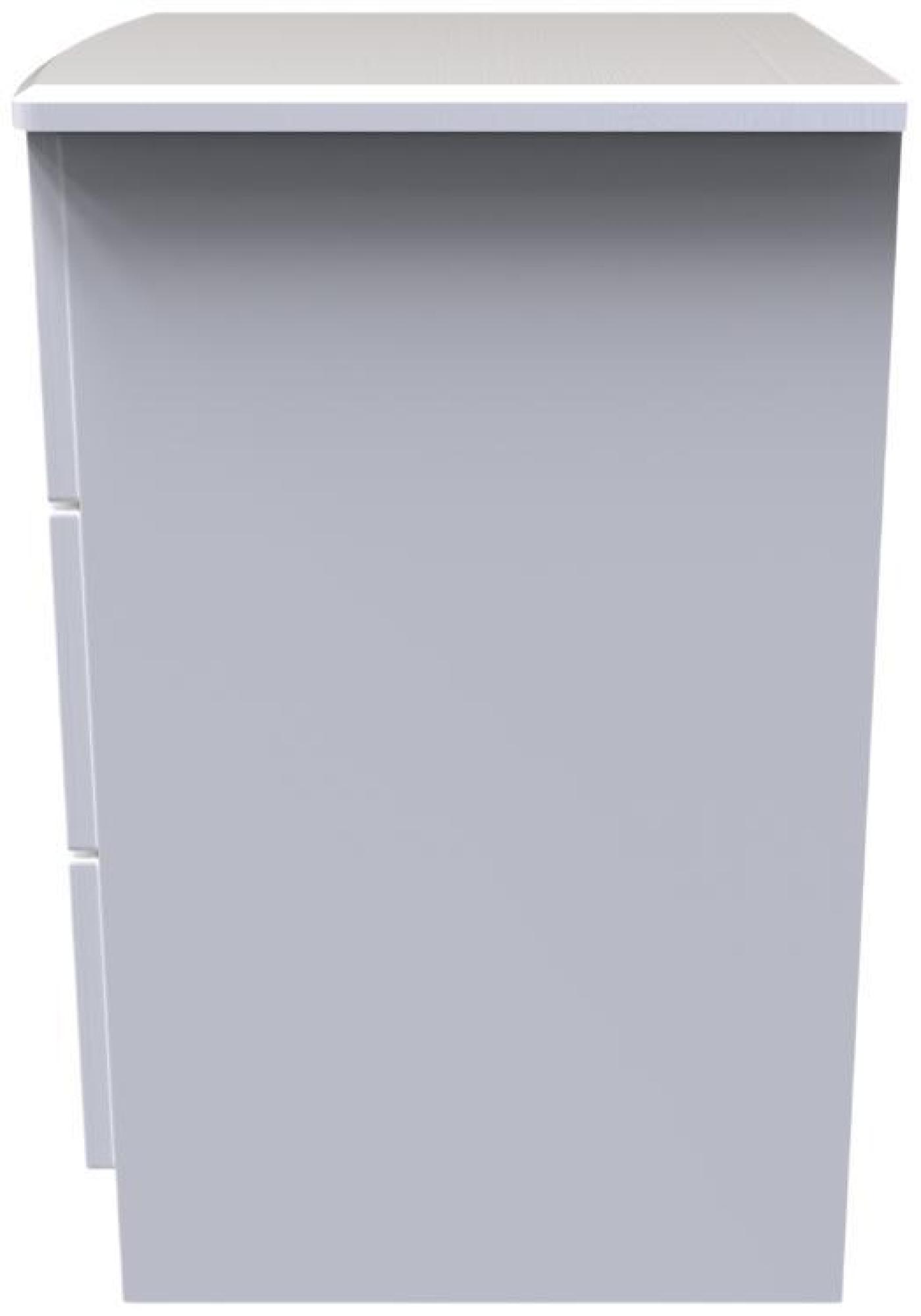 Bella Bedside Cabinet - 3 Drawer with Lock - White