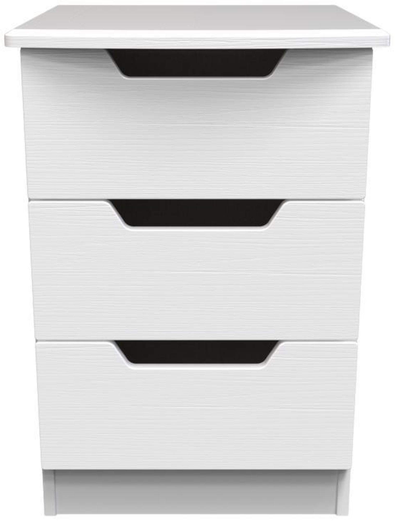 Bella White 3 Drawer Bedside Cabinet