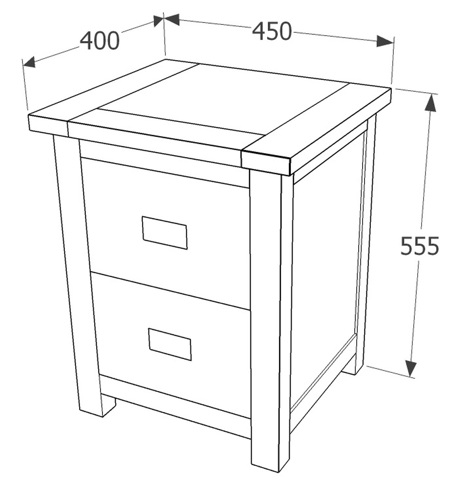 Boston Bedside Cabinet - 2 Drawer - Dark Wood