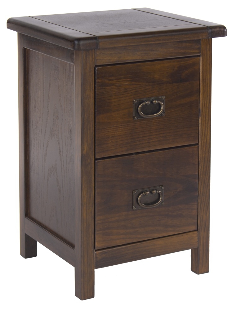 Boston Bedside Cabinet - 2 Drawer Petite - Dark Wood