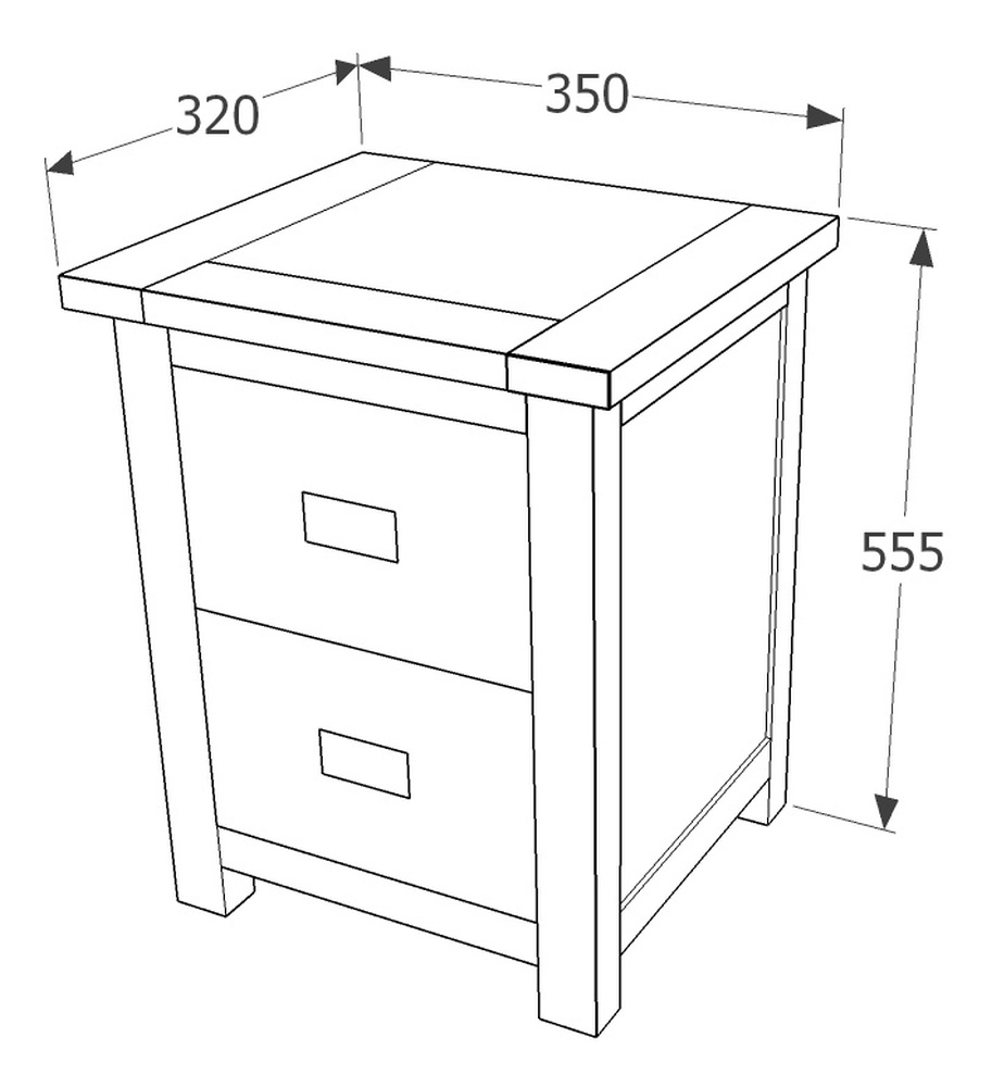 Boston Bedside Cabinet - 2 Drawer Petite - Dark Wood