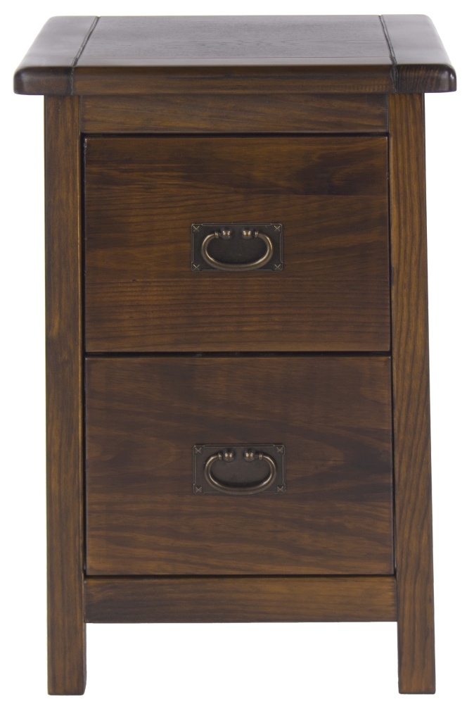 Boston Bedside Cabinet - 2 Drawer Petite - Dark Wood