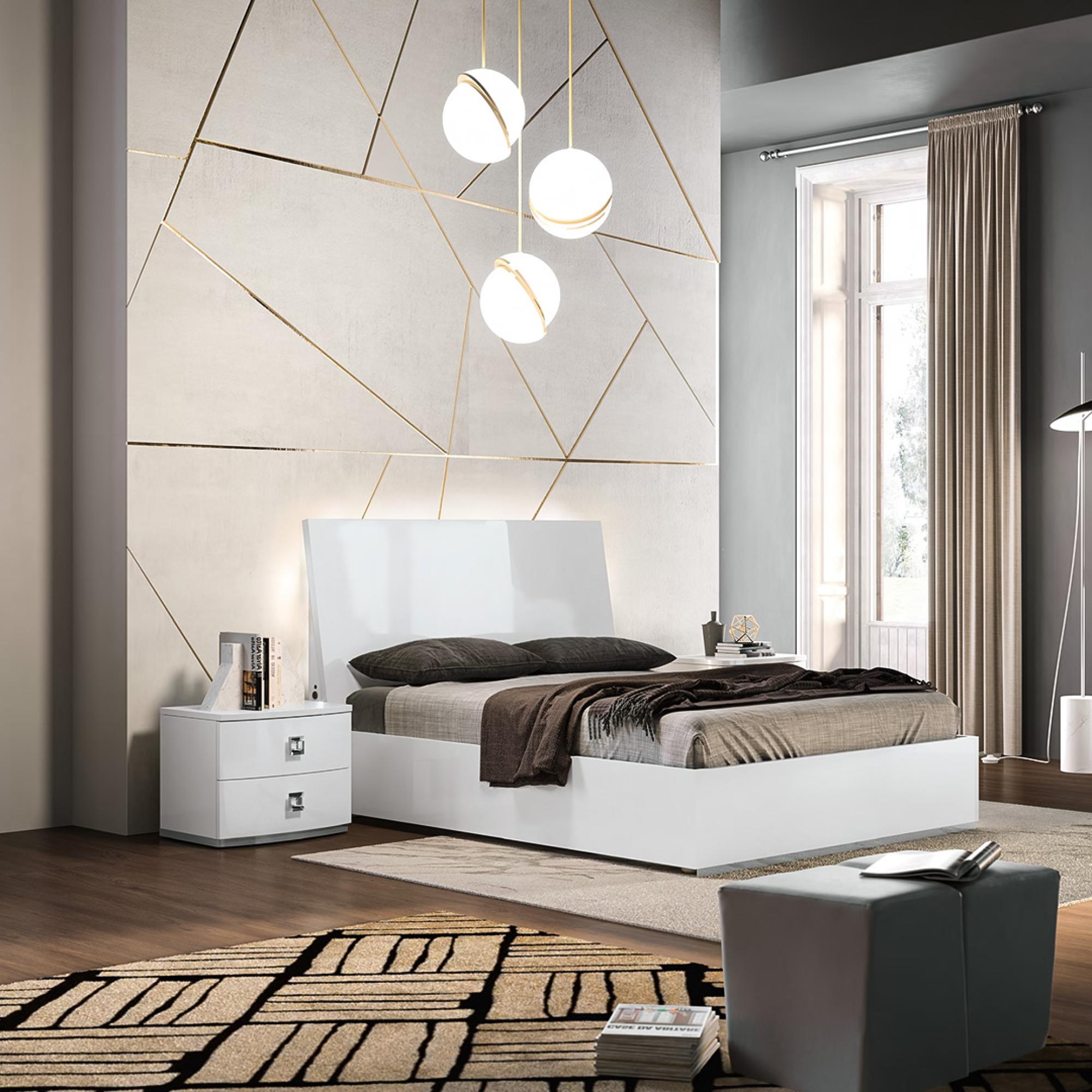 Betty White Gloss 2 Drawer Bedside Cabinet - Bow Front