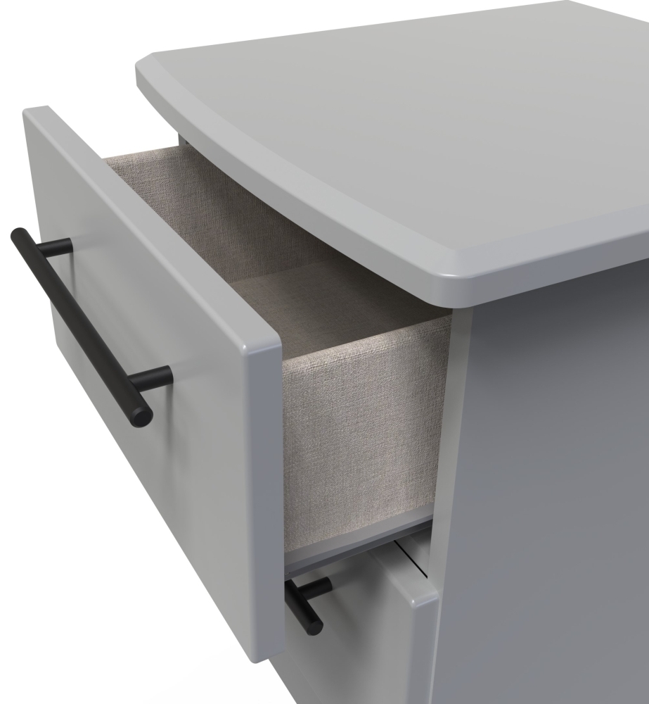 Beverley Bedside Cabinet - 2 Drawer - Dusk Grey