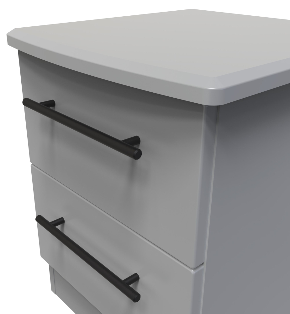 Beverley Bedside Cabinet - 2 Drawer - Dusk Grey
