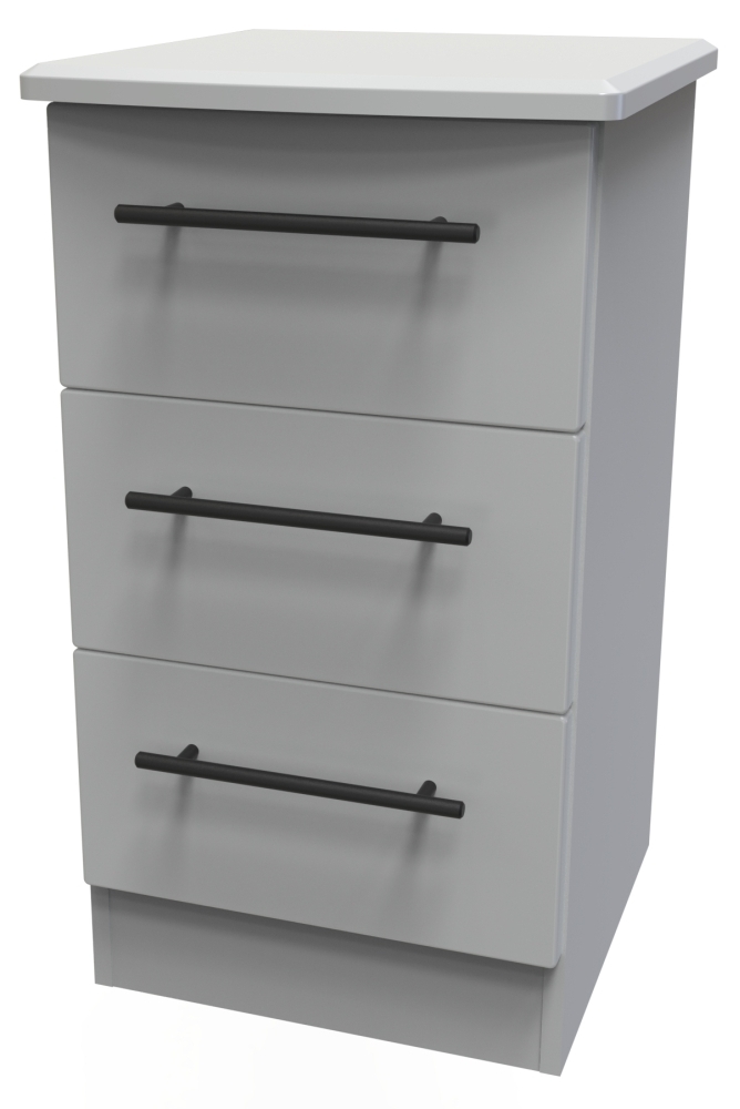 Beverley Bedside Cabinet - 3 Drawer - Grey