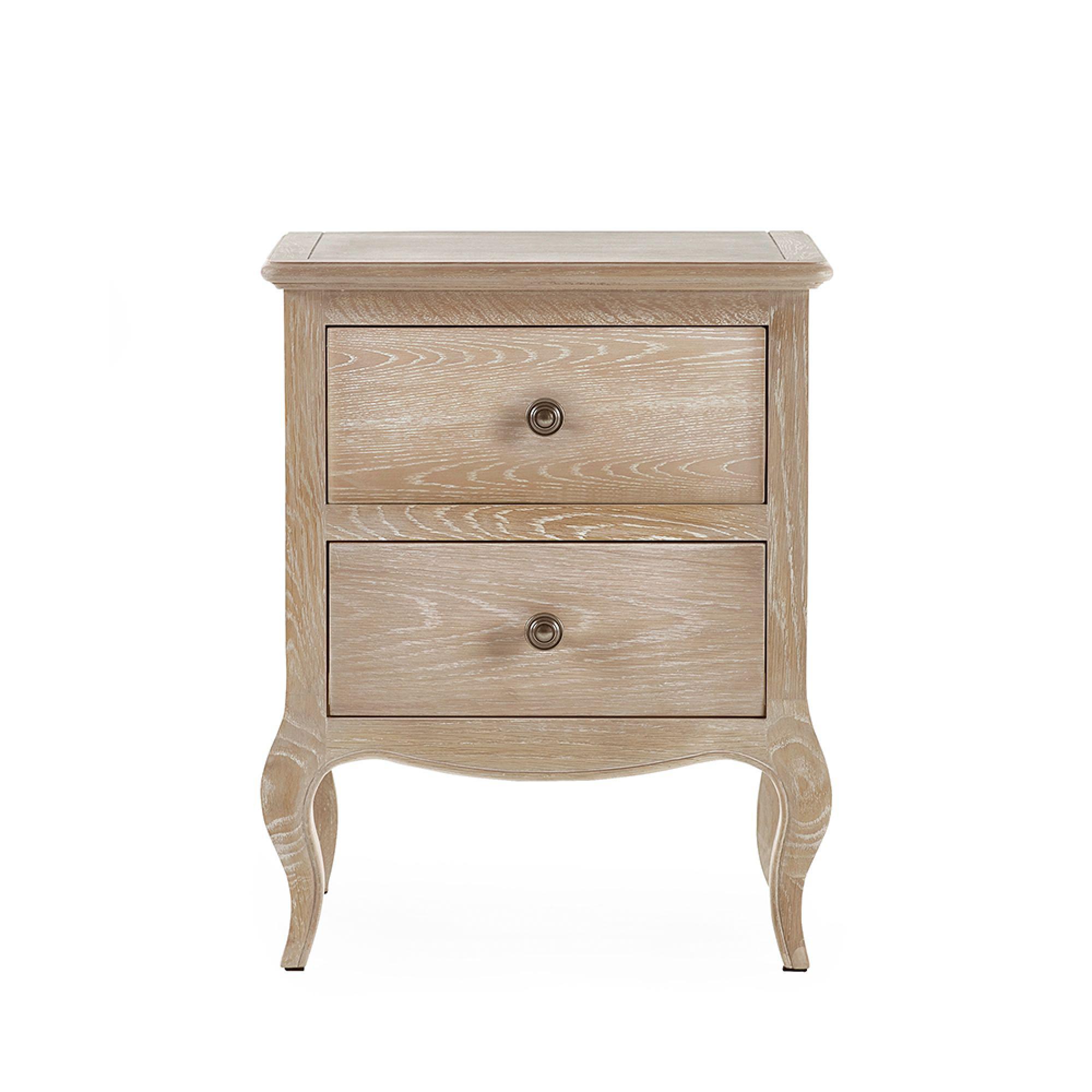Camille Bedside Cabinet - 2 Drawer - French Style - Oak