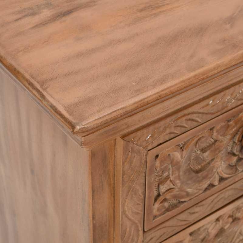 Carved Mango Wood Bedside Table