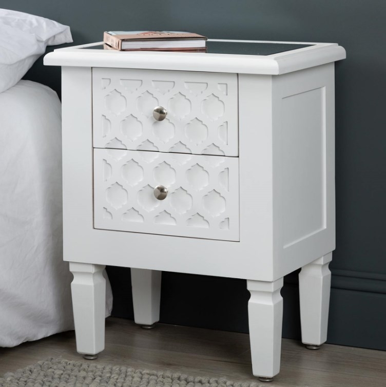 Casablanca Bedside Cabinet - 2 Drawer - White