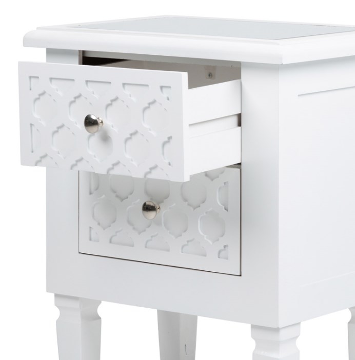 Casablanca Bedside Cabinet - 2 Drawer - White