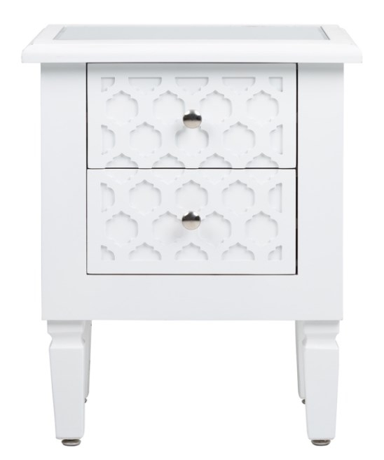 Casablanca Bedside Cabinet - 2 Drawer - White