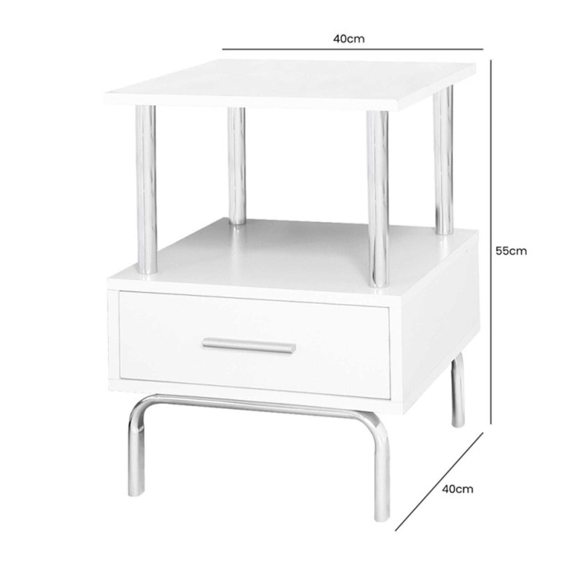 Charlotte Bedside Table - 1 Drawer - White
