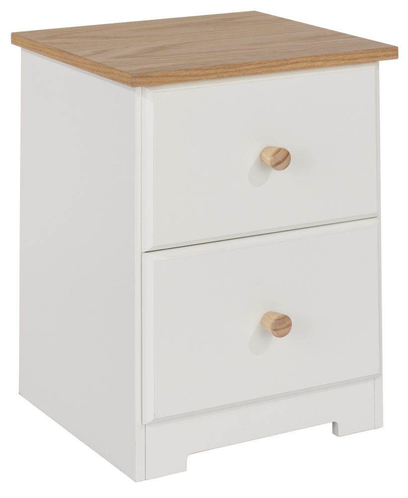 Colorado Bedside Cabinet - 2 Drawer Petite - White